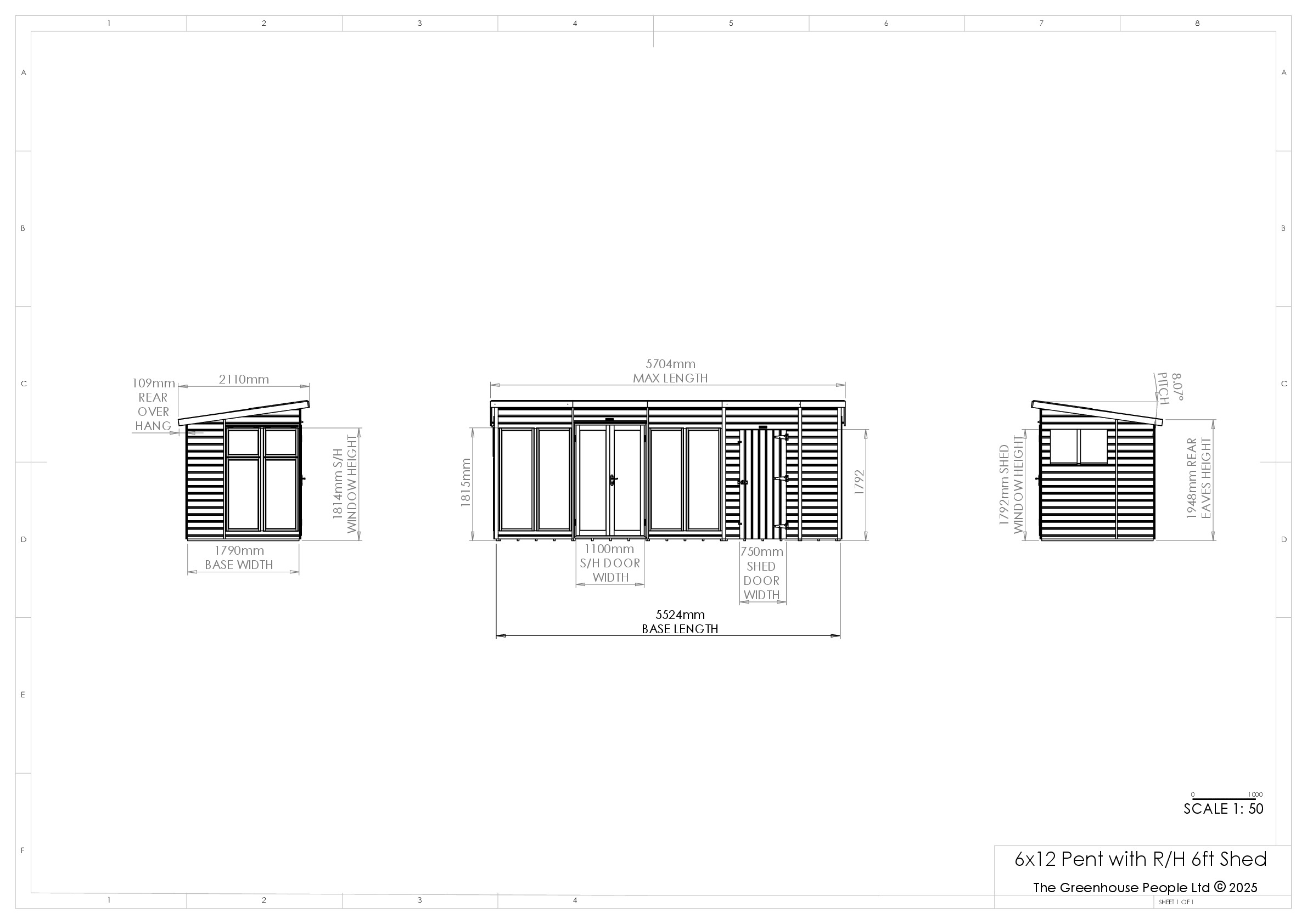 Instructions file 6x12 Shedfast Pent with RH 6ft Shed Dimensions Drawings