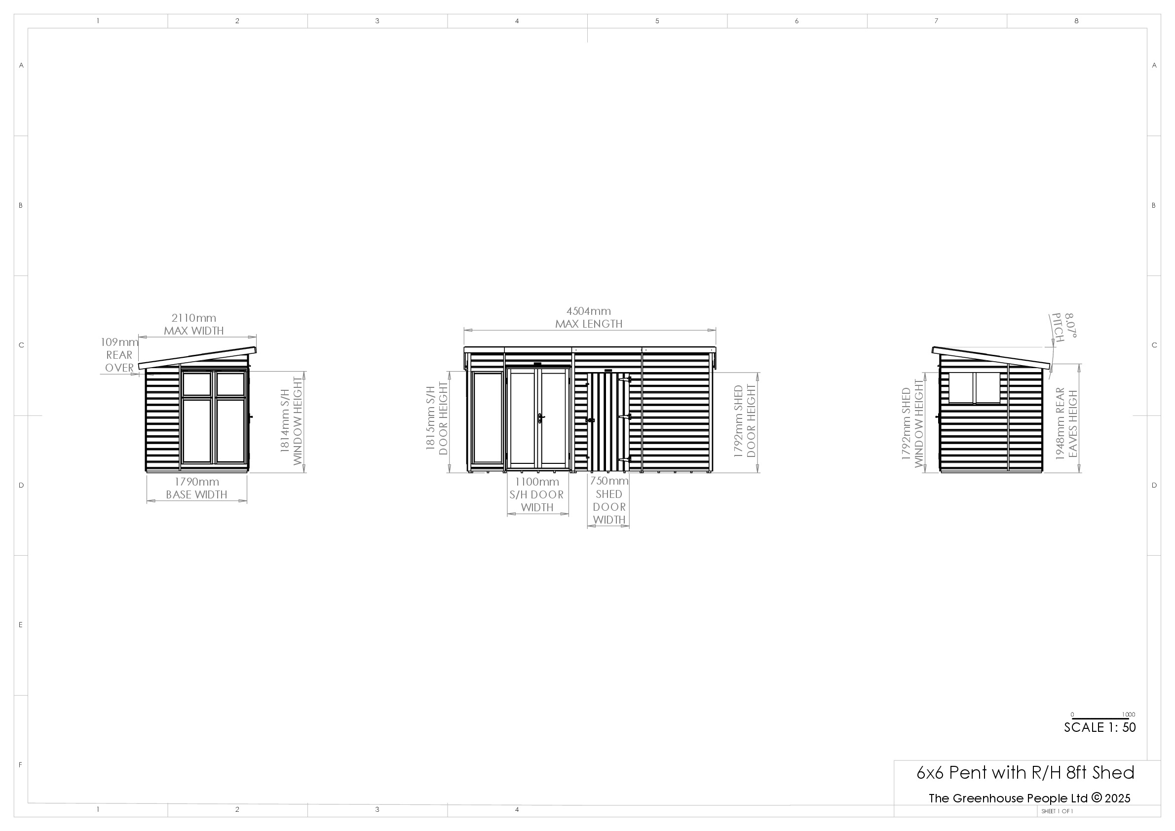 Instructions file 6x6 Shedfast Pent with RH 8ft Shed Dimensions Drawings