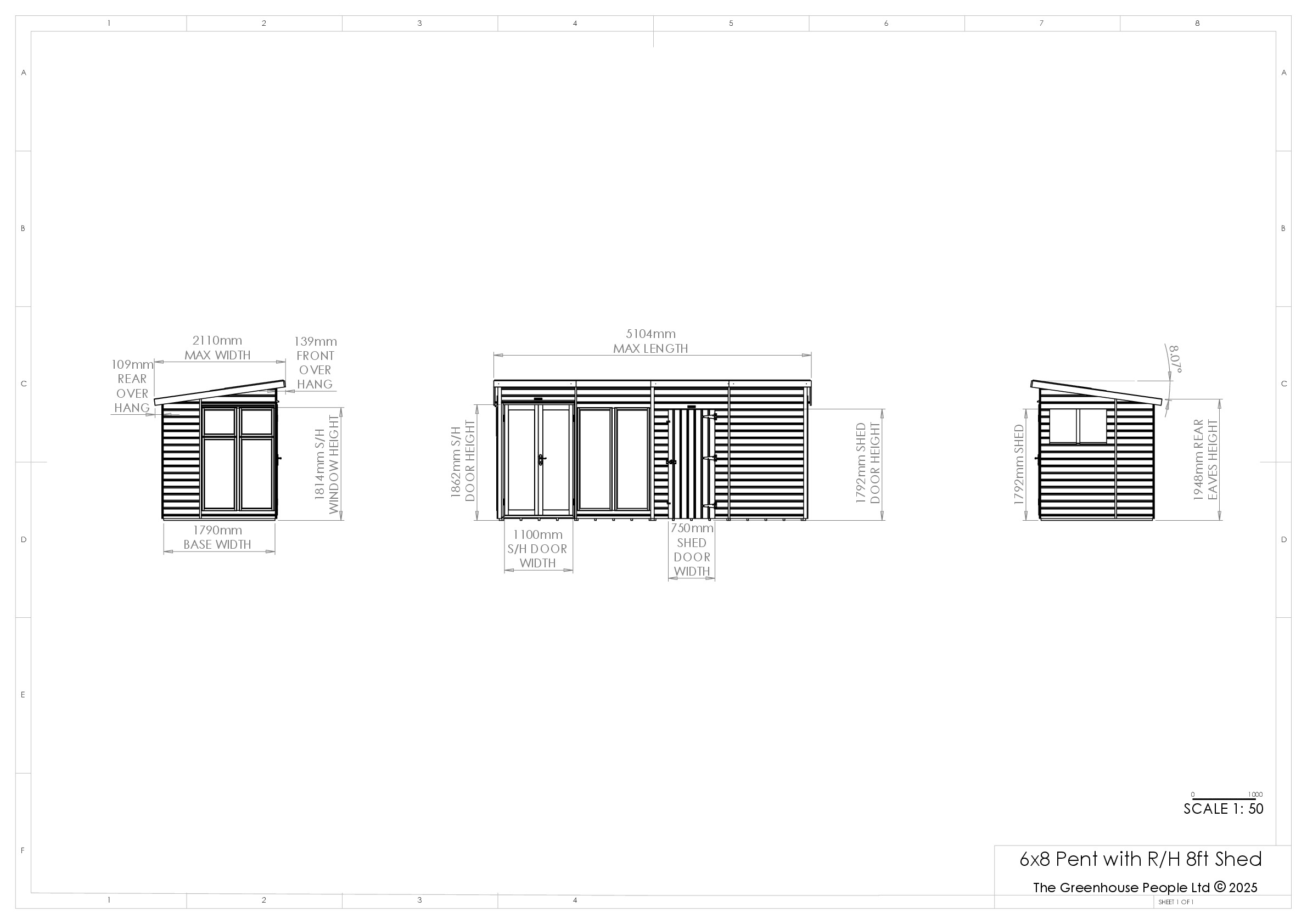 Instructions file 6x8 Shedfast Pent with RH 8ft Shed Dimensions Drawings