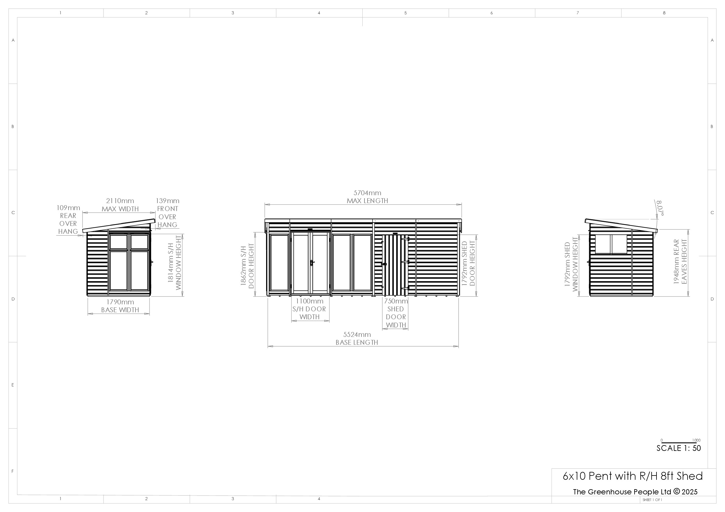 Instructions file 6x10 Shedfast Pent with RH 8ft Shed Dimensions Drawings