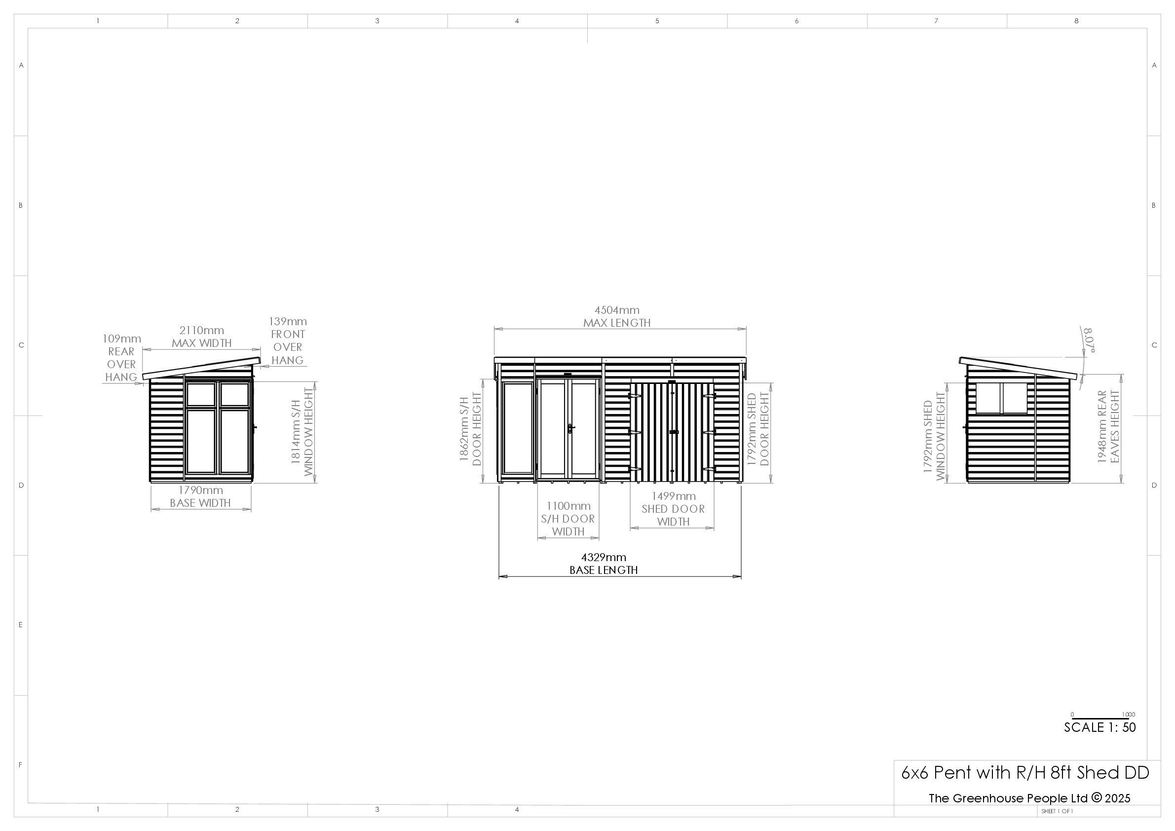Instructions file 6x6 Shedfast Pent with RH 8ft Shed DD Dimensions Drawings