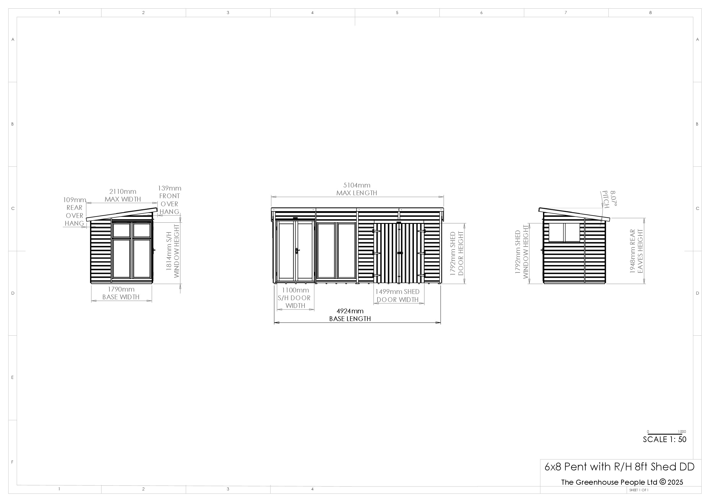 Instructions file 6x8 Shedfast Pent with RH 8ft Shed DD Dimensions Drawings