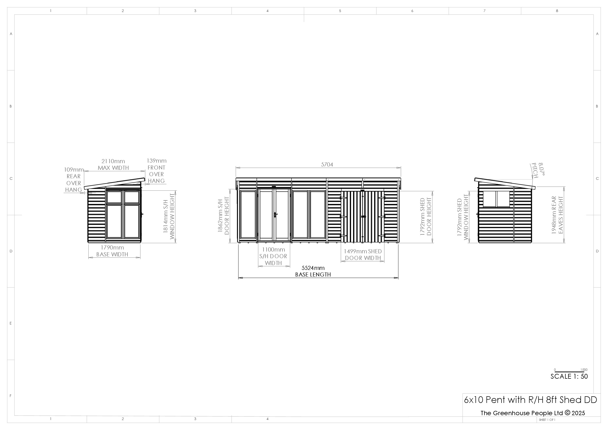 Instructions file 6x10 Shedfast Pent with RH 8ft Shed DD Dimensions Drawings