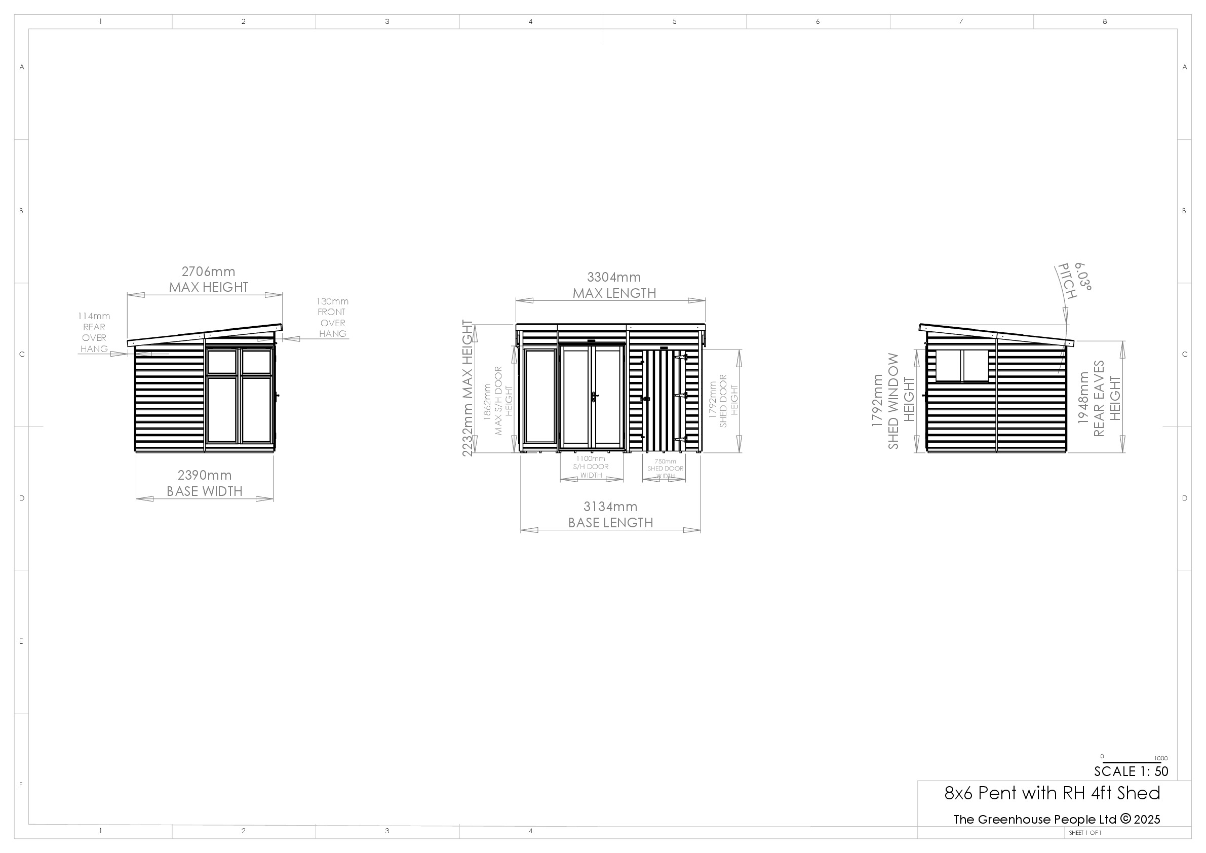 Instructions file 8x6 Shedfast Pent with RH 4ft Shed Dimensions Drawings