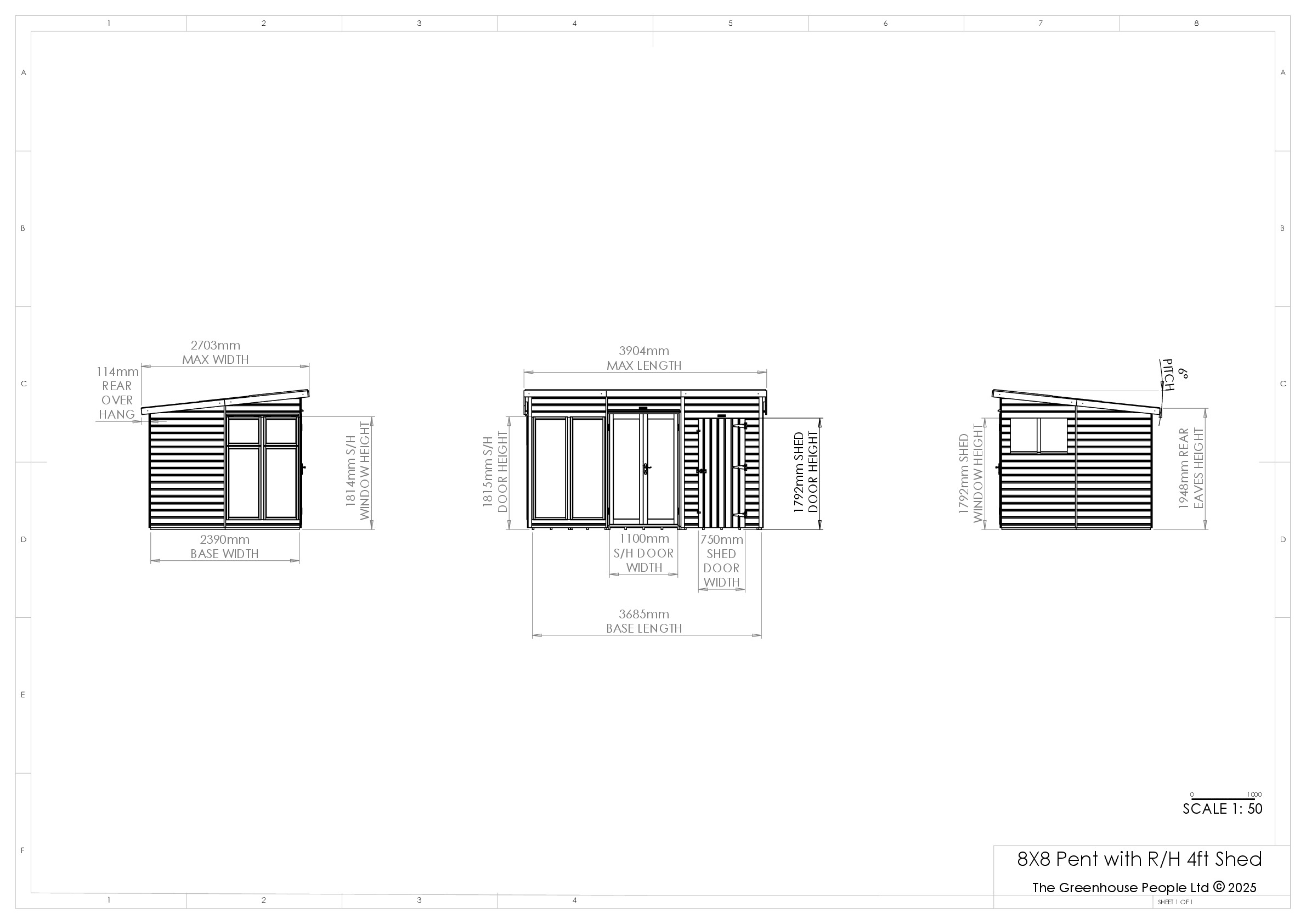 Instructions file 8x8 Shedfast Pent with RH 4ft Shed Dimensions Drawings