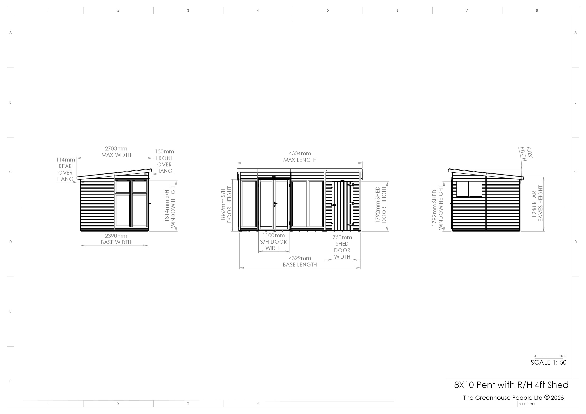 Instructions file 8x10 Shedfast Pent with RH 4ft Shed Dimensions Drawings