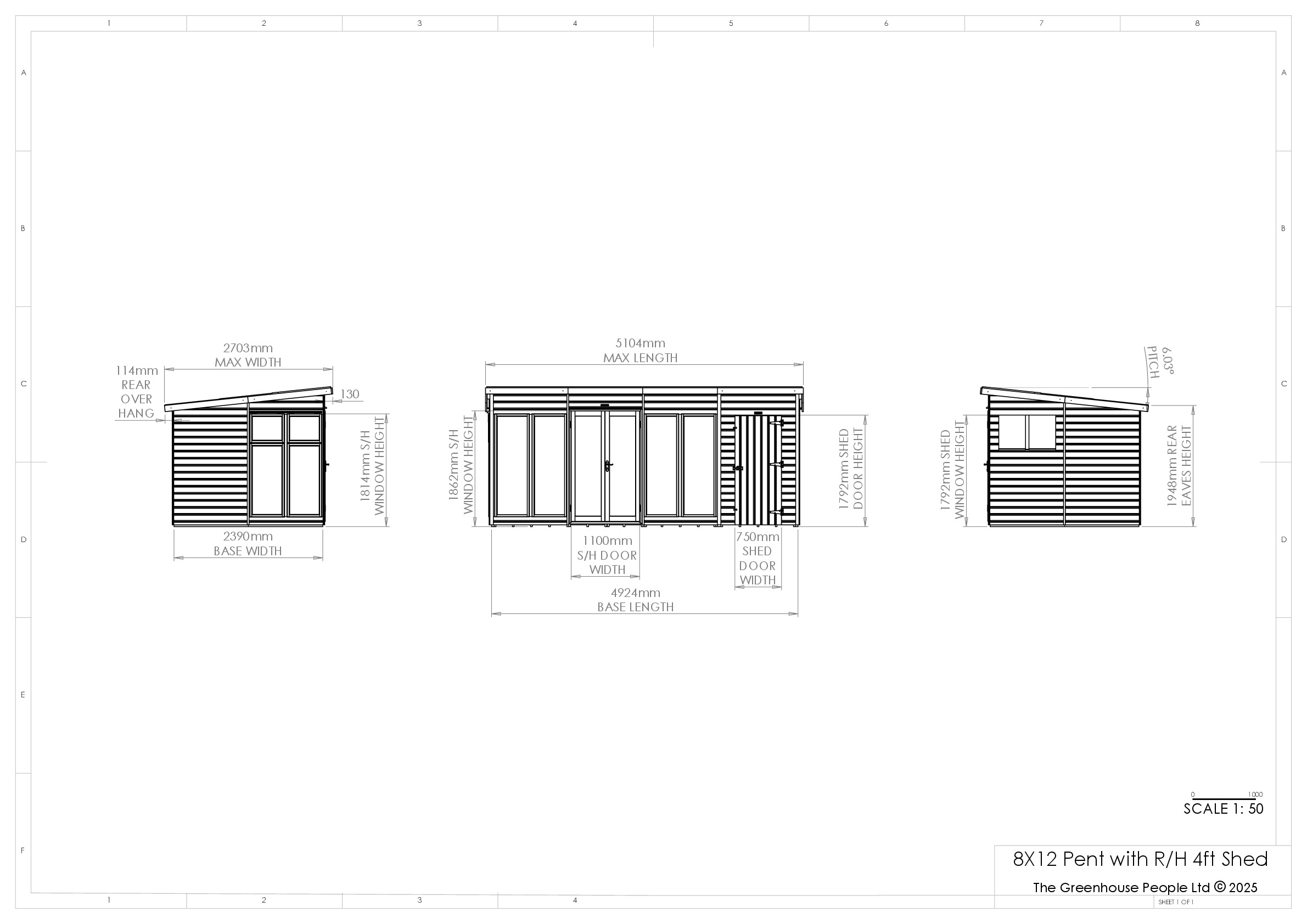 Instructions file 8x12 Shedfast Pent with RH 4ft Shed Dimensions Drawings