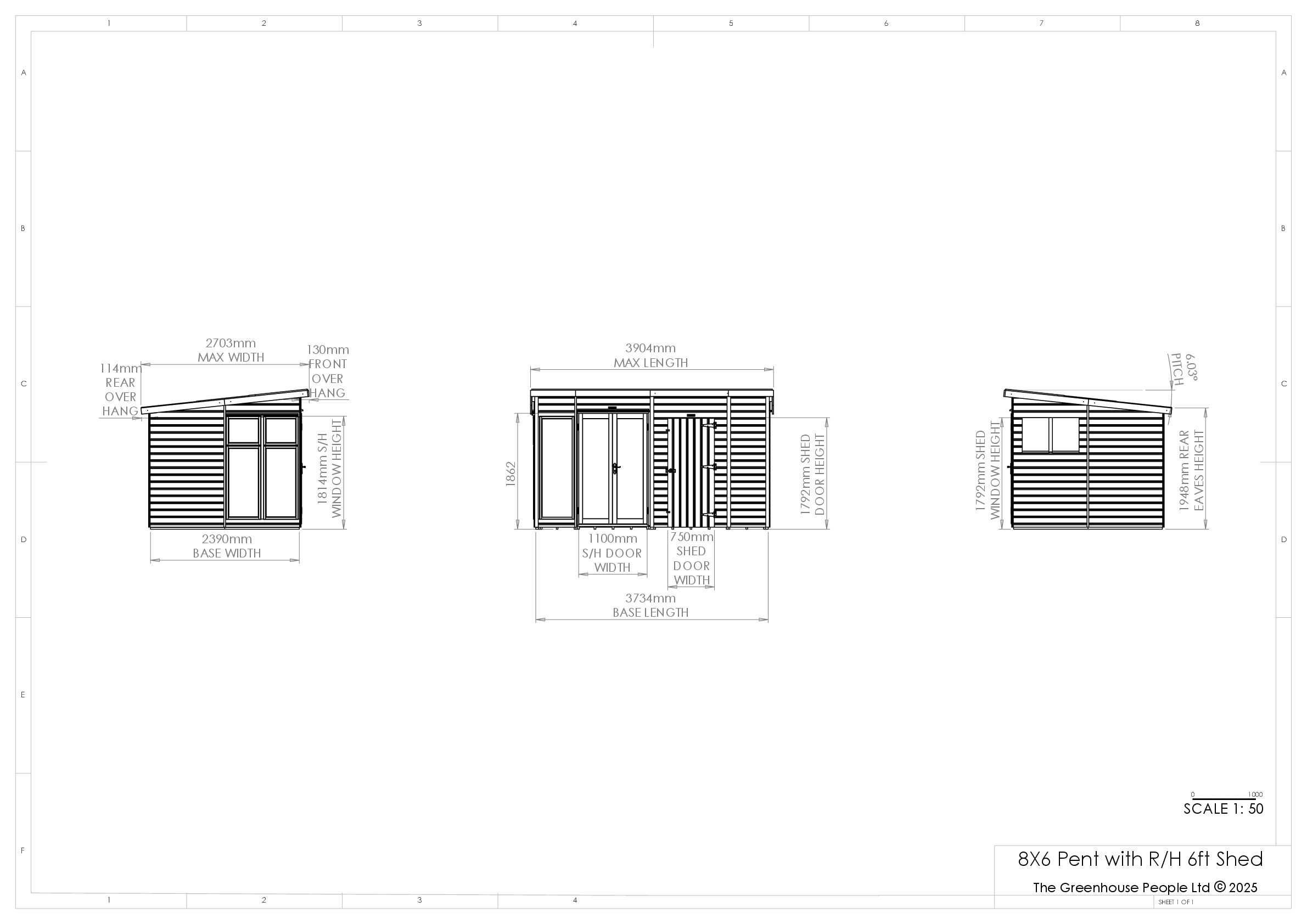 Instructions file 8x6 Shedfast Pent with RH 6ft Shed Dimensions Drawings