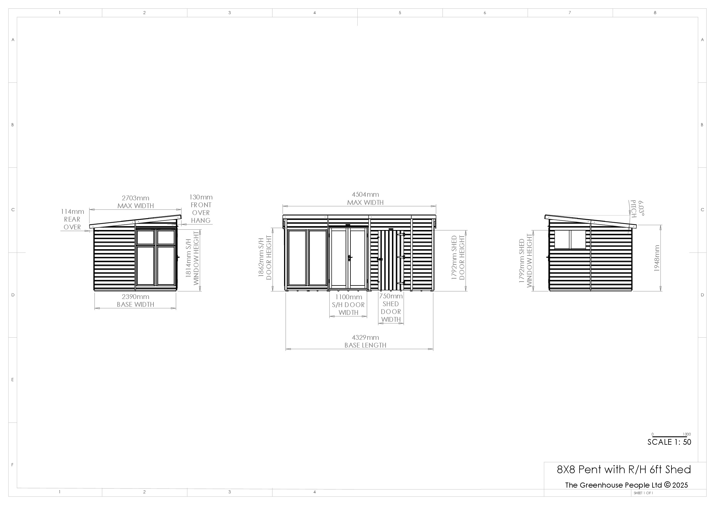 Instructions file 8x8 Shedfast Pent with RH 6ft Shed Dimensions Drawings
