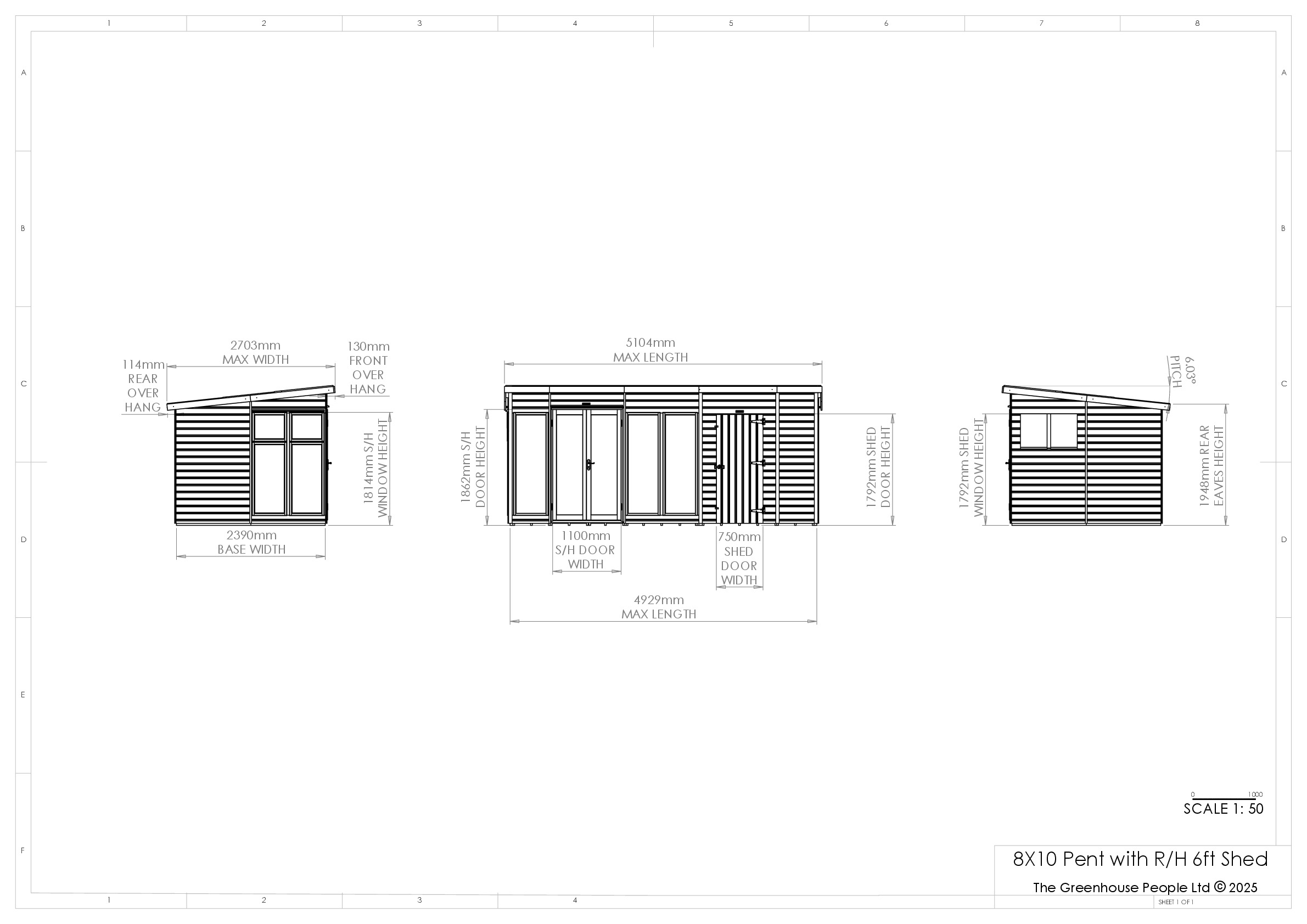 Instructions file 8x10 Shedfast Pent with RH 6ft Shed Dimensions Drawings