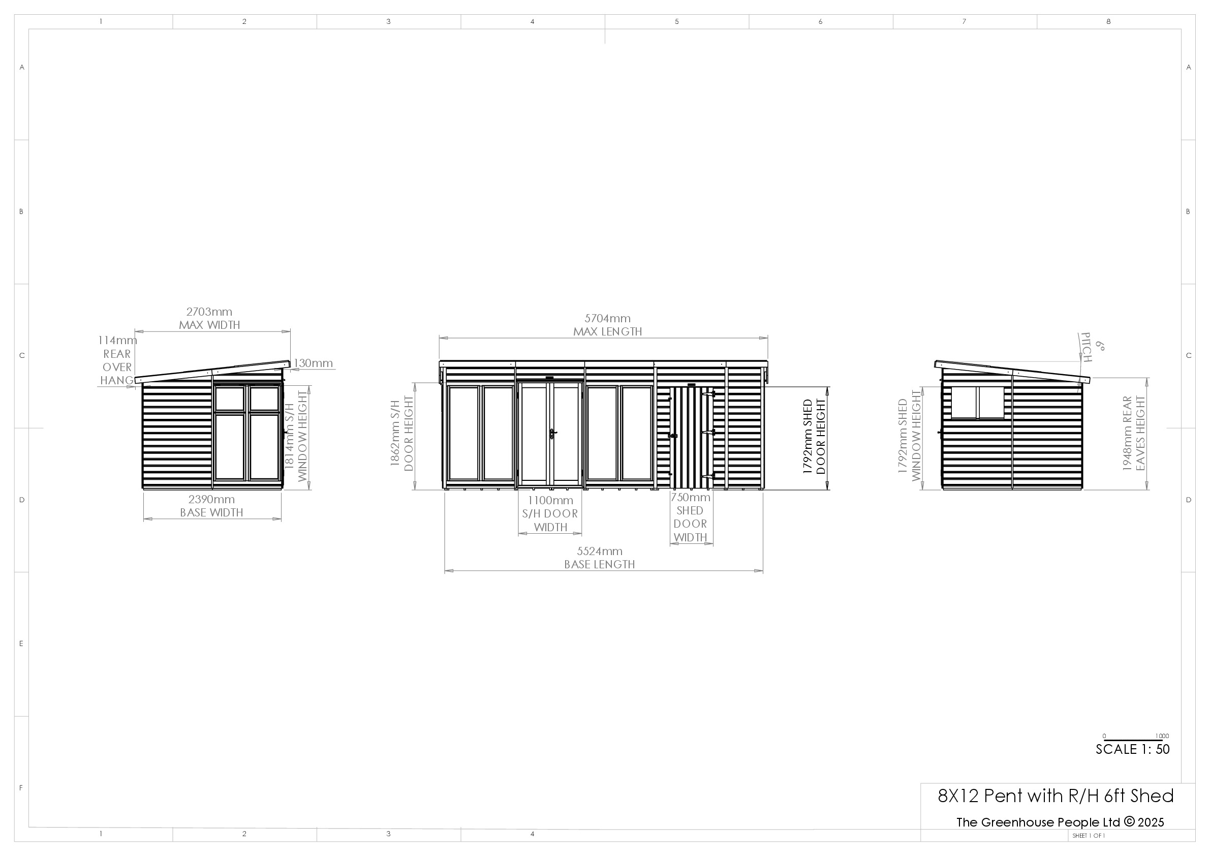 Instructions file 8x12 Shedfast Pent with RH 6ft Shed Dimensions Drawings