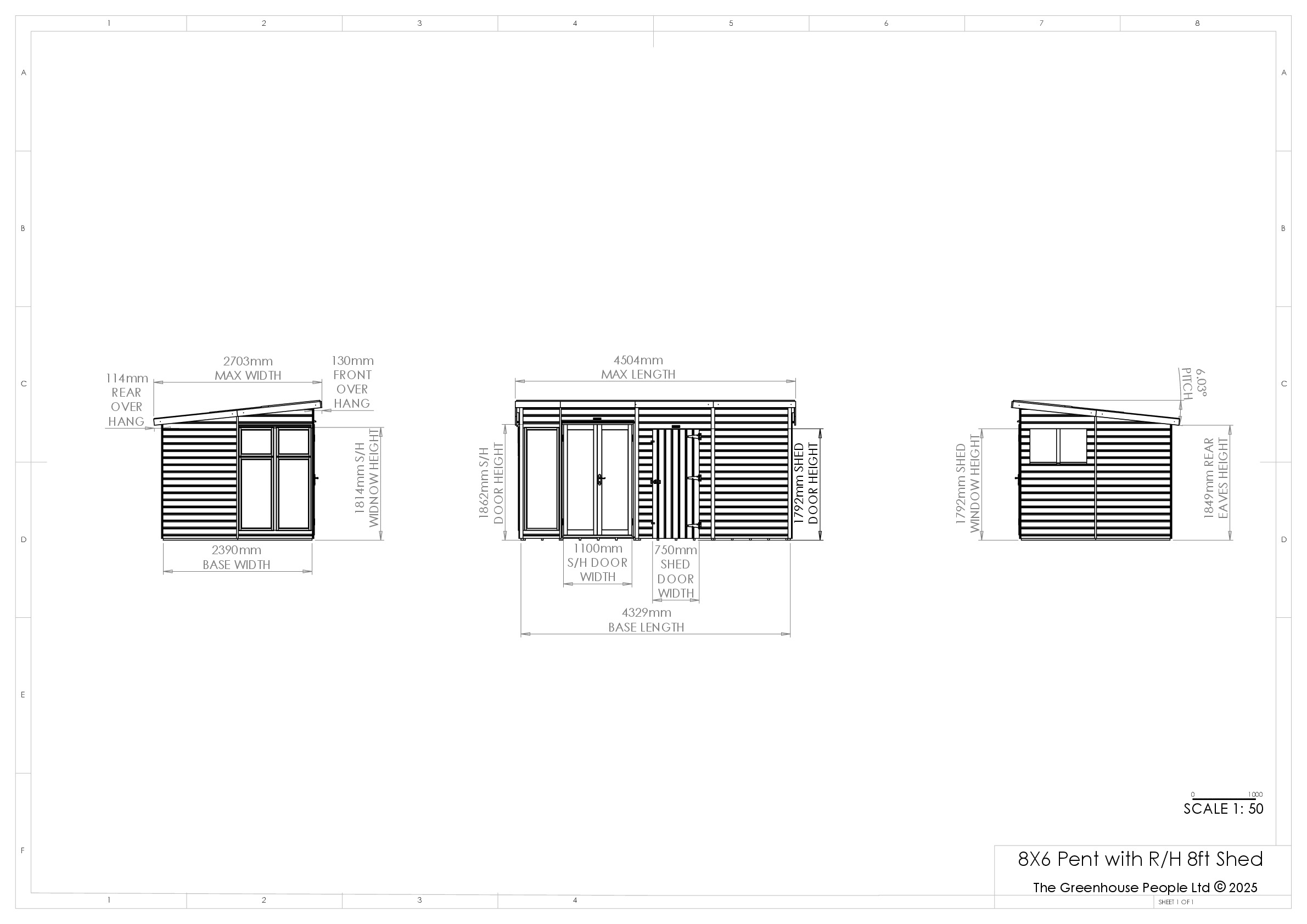 Instructions file 8x6 Shedfast Pent with RH 8ft Shed Dimensions Drawings