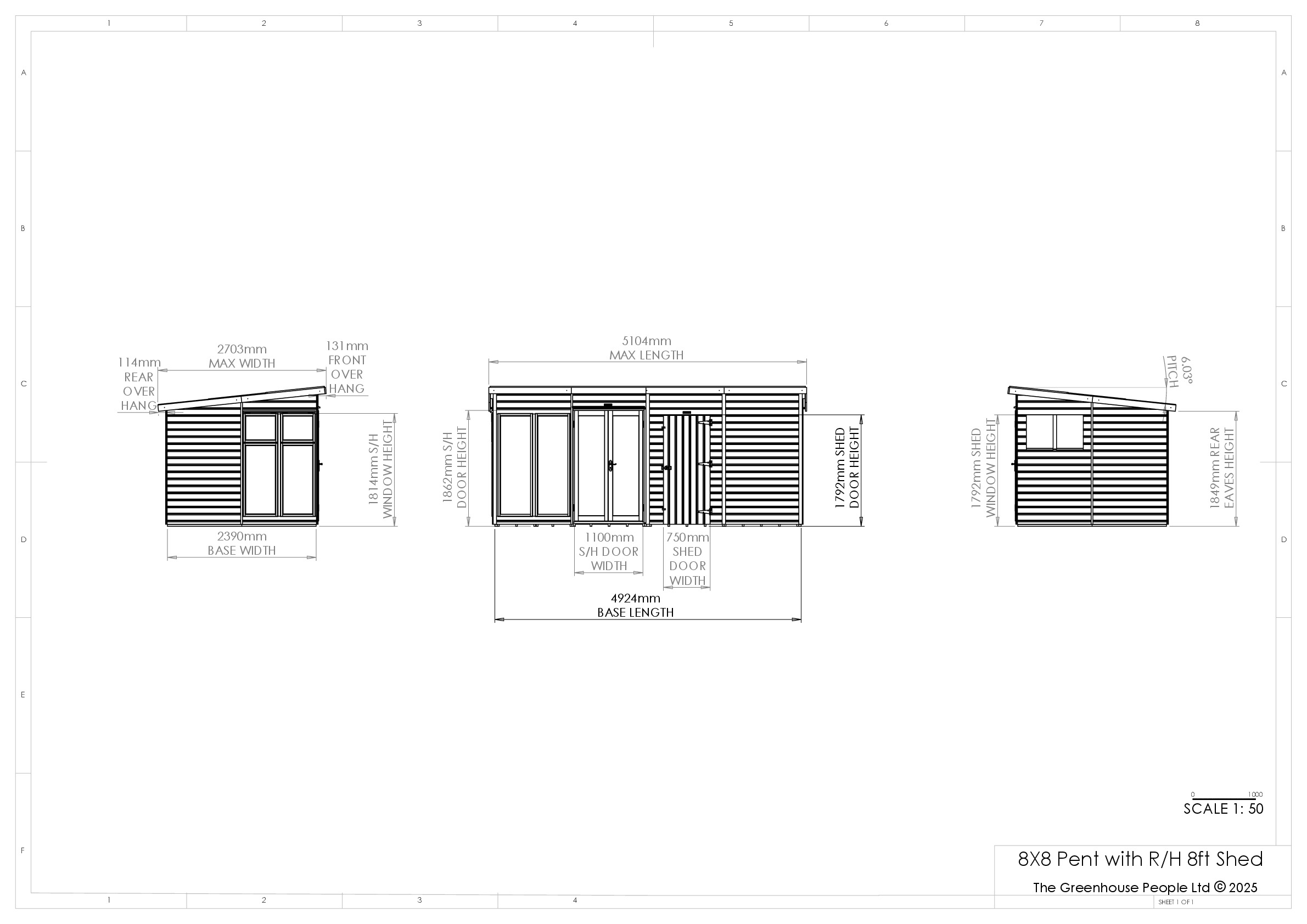 Instructions file 8x8 Shedfast Pent with RH 8ft Shed Dimensions Drawings