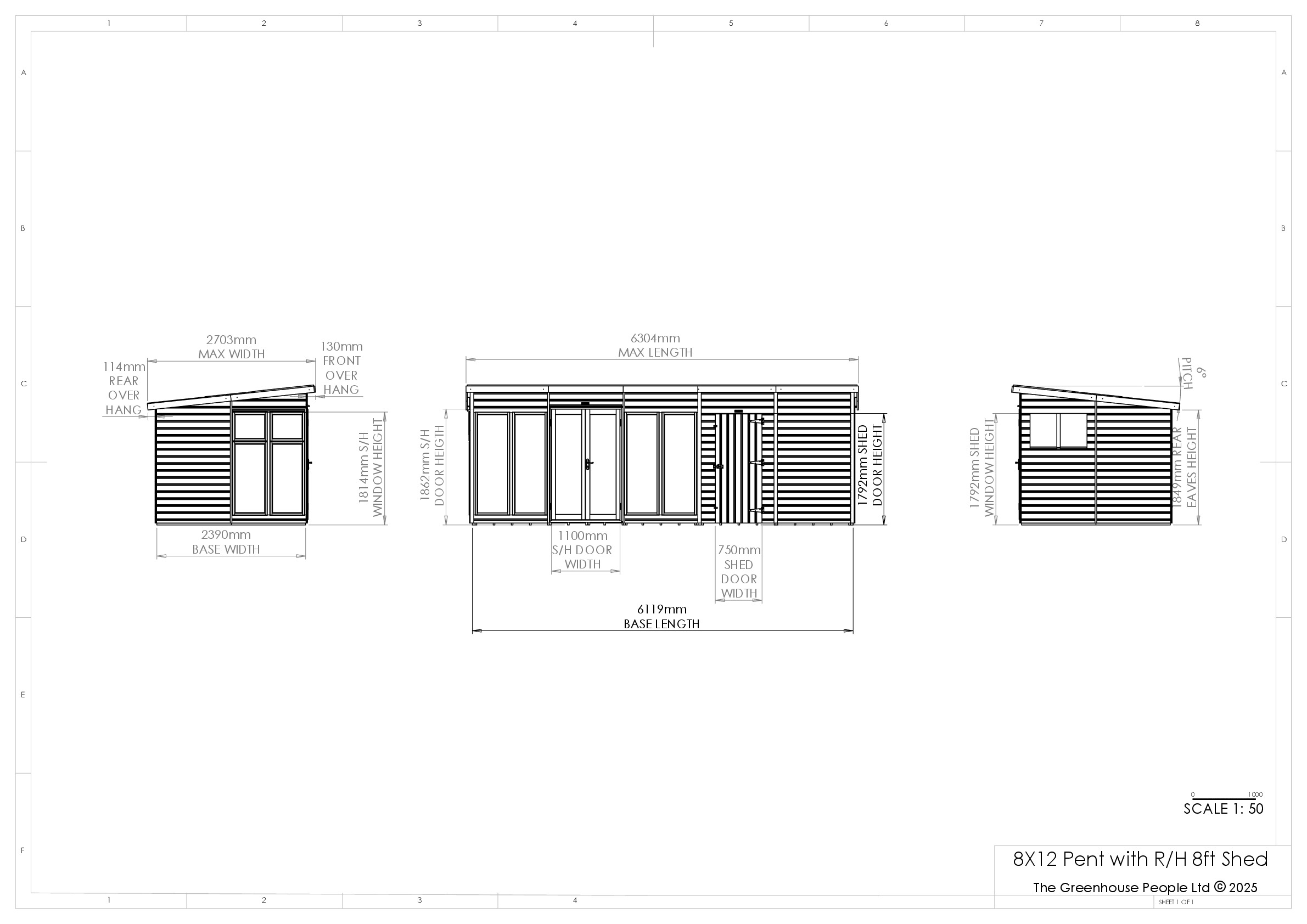 Instructions file 8x12 Shedfast Pent with RH 8ft Shed Dimensions Drawings