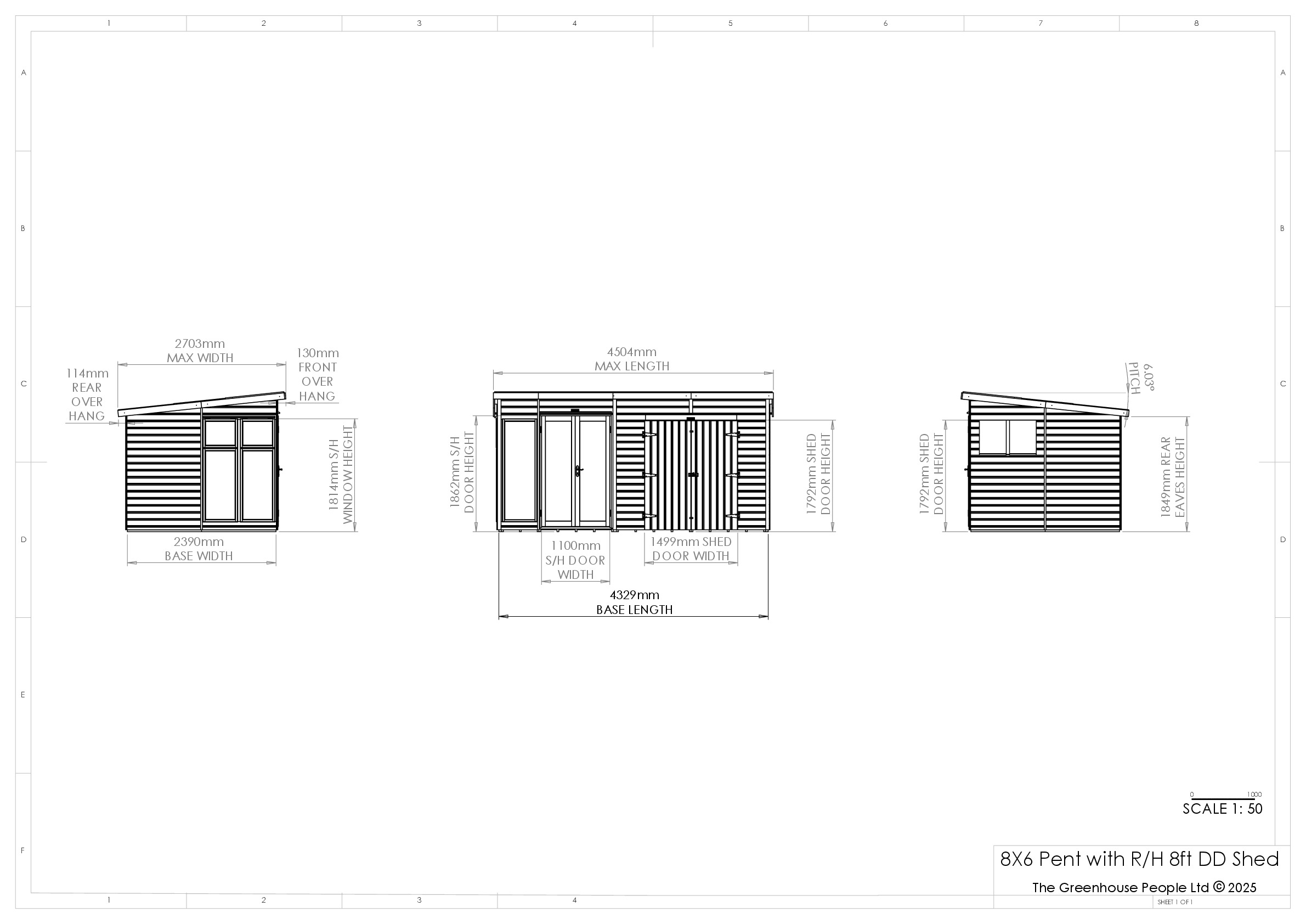 Instructions file 8x6 Shedfast Pent with RH 8ft DD Shed Dimensions Drawings