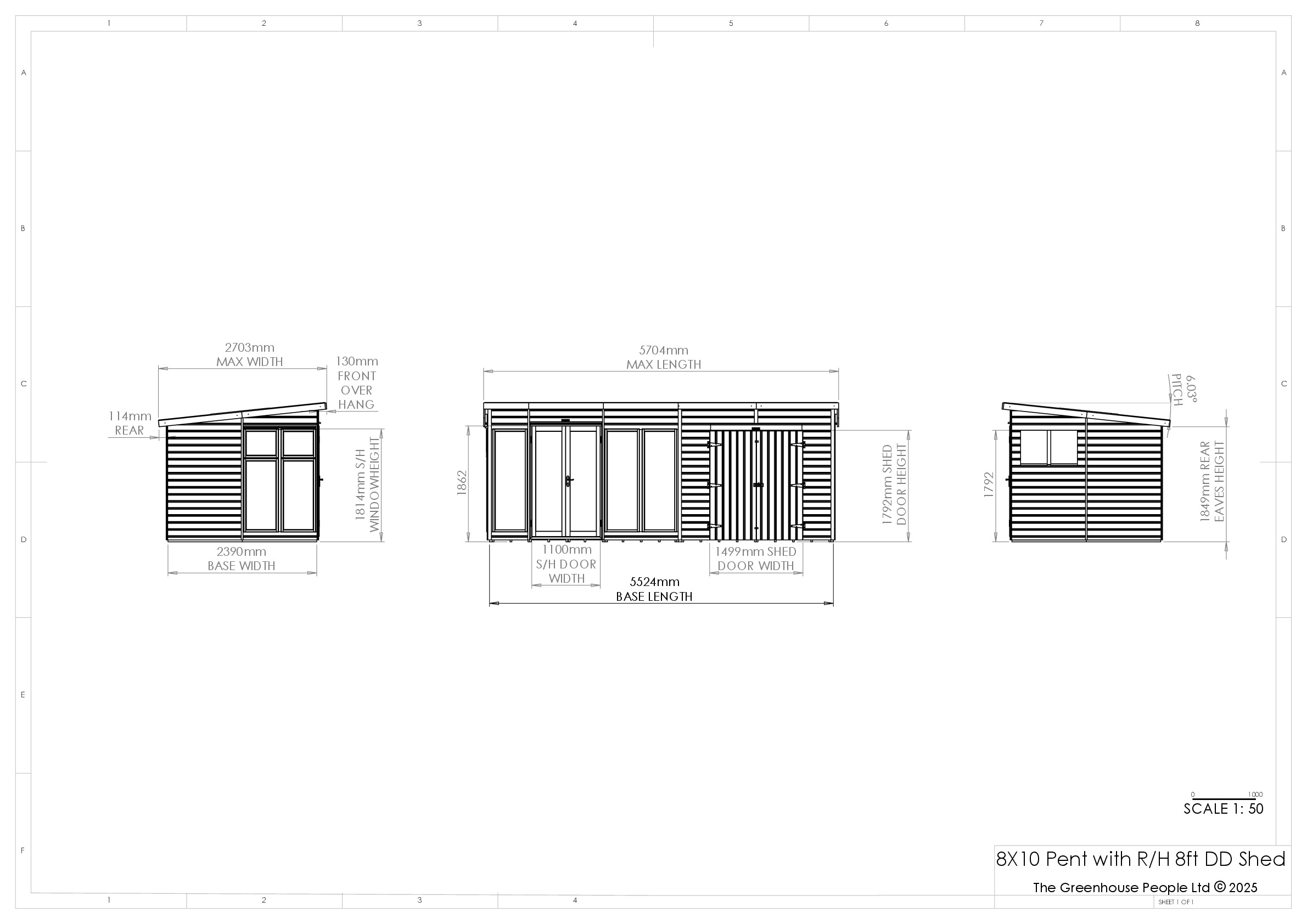 Instructions file 8x10 Shedfast Pent with RH 8ft DD Shed Dimensions Drawings