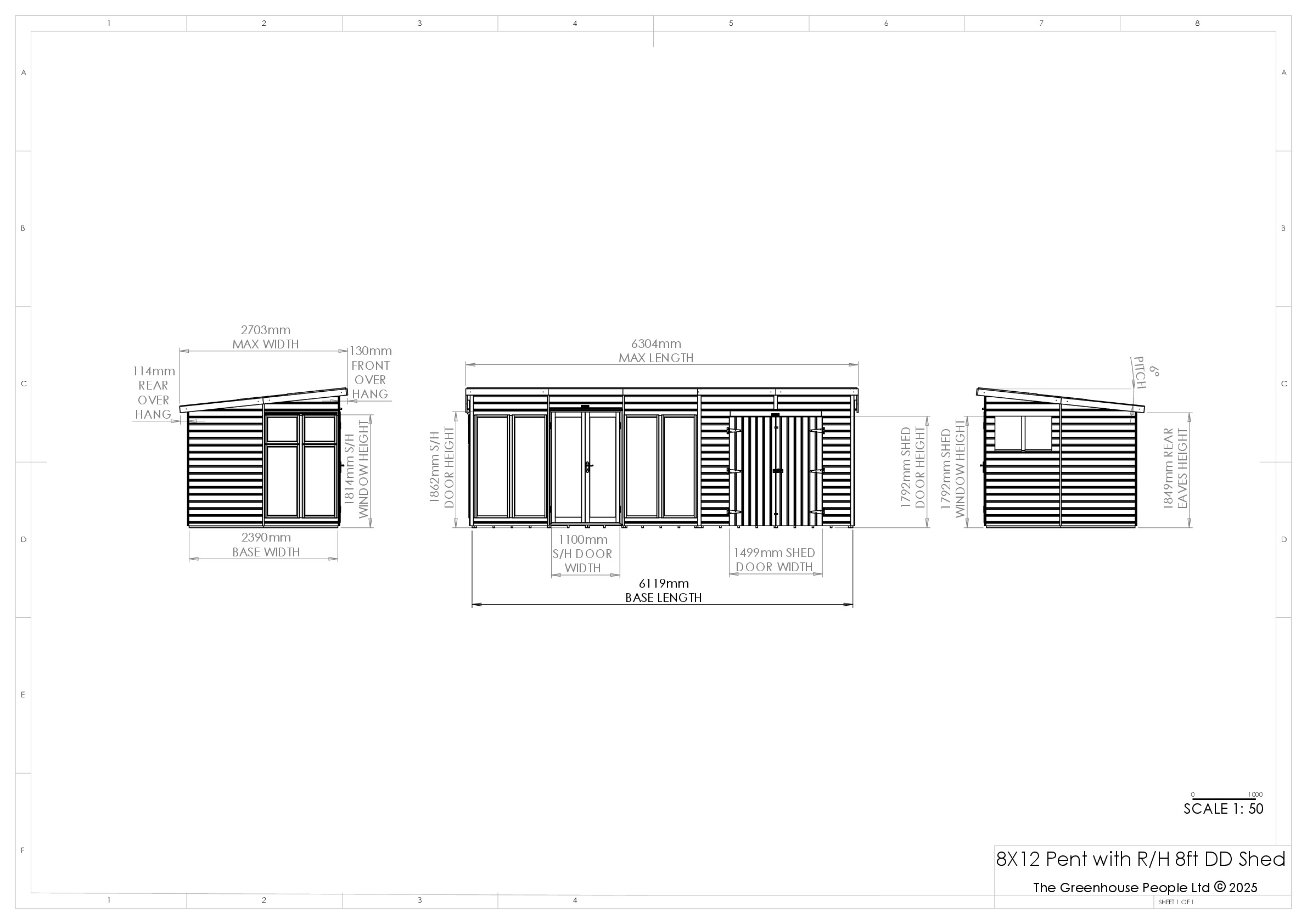 Instructions file 8x12 Shedfast Pent with RH 8ft DD Shed Dimensions Drawings