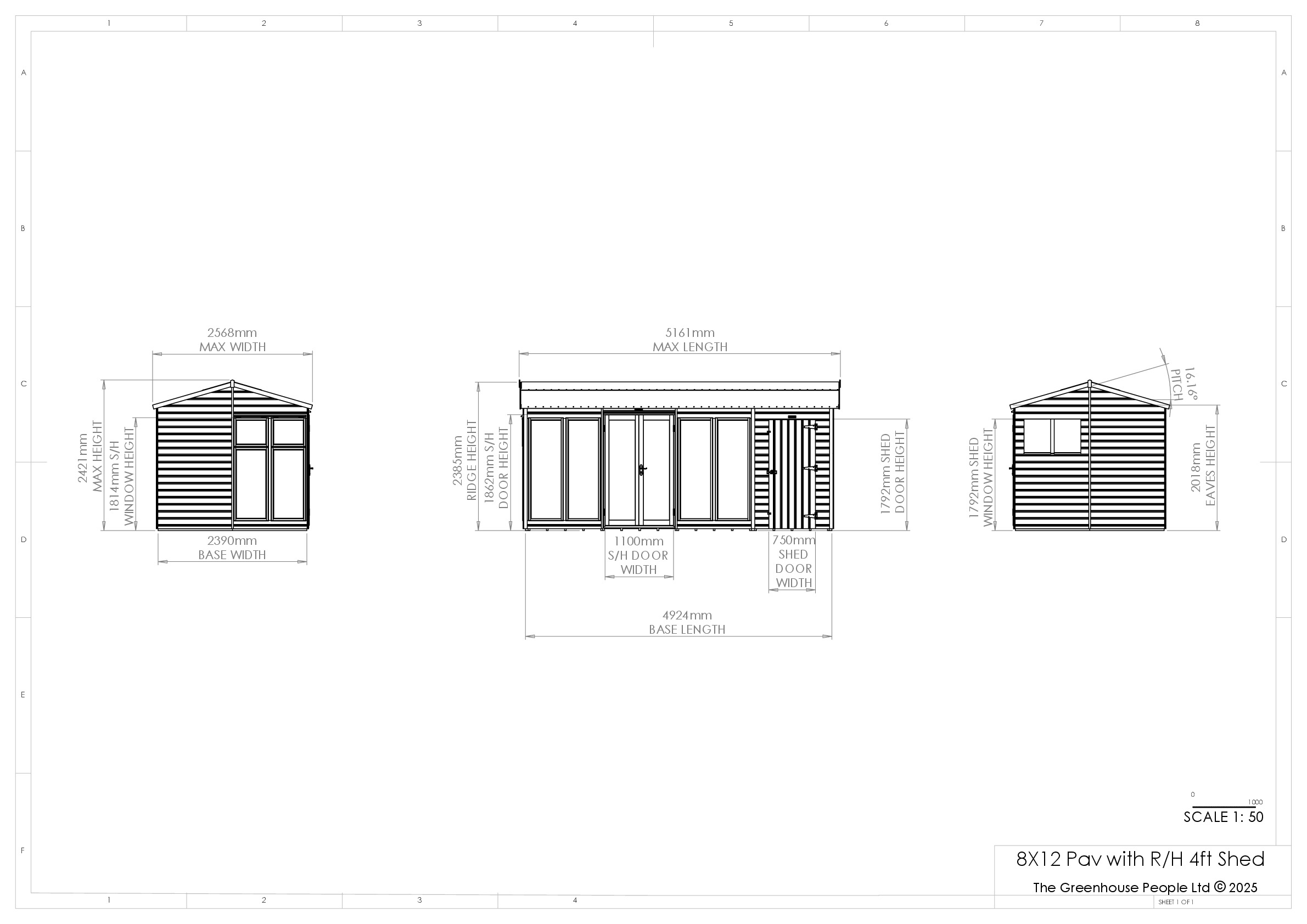 Instructions file 8x12 Shedfast Pavilion with RH 4ft Shed Dimension Drawings