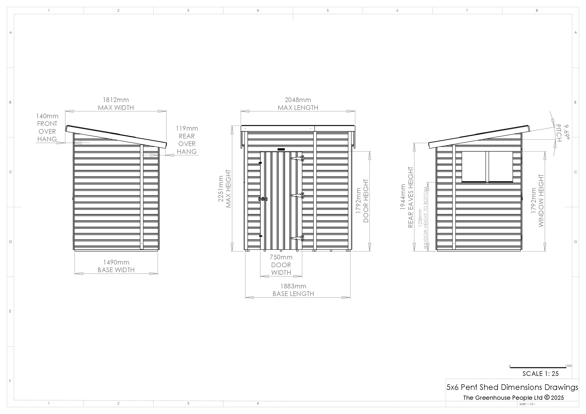 Instructions file 5 x 6 Pent Shed Dimensions