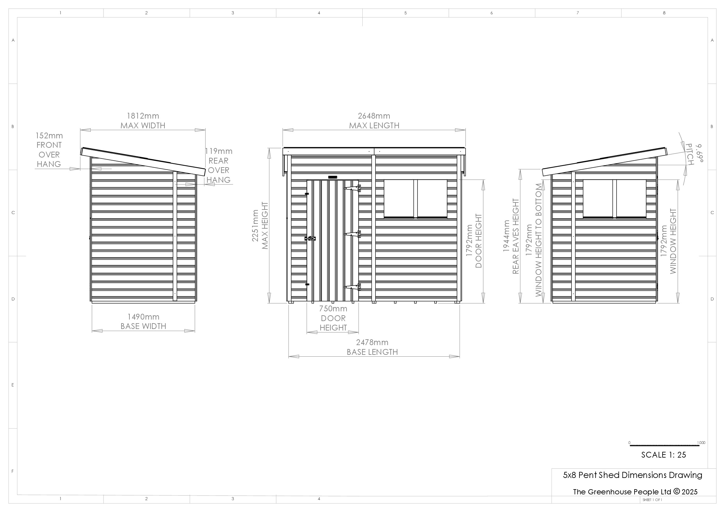 Instructions file 5 x 8 Pent Shed Dimensions