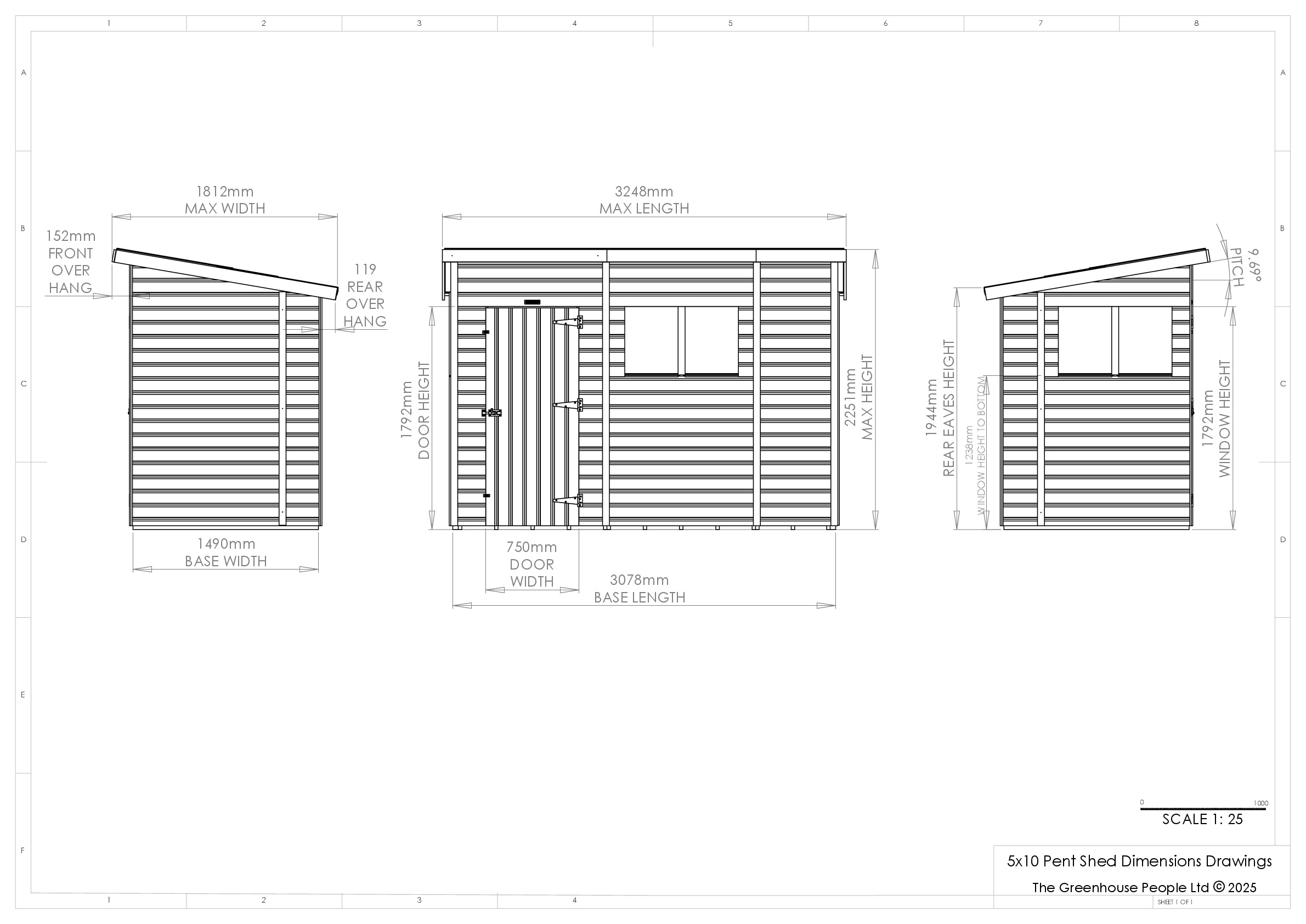 Instructions file 5 x 10 Pent Shed Dimensions