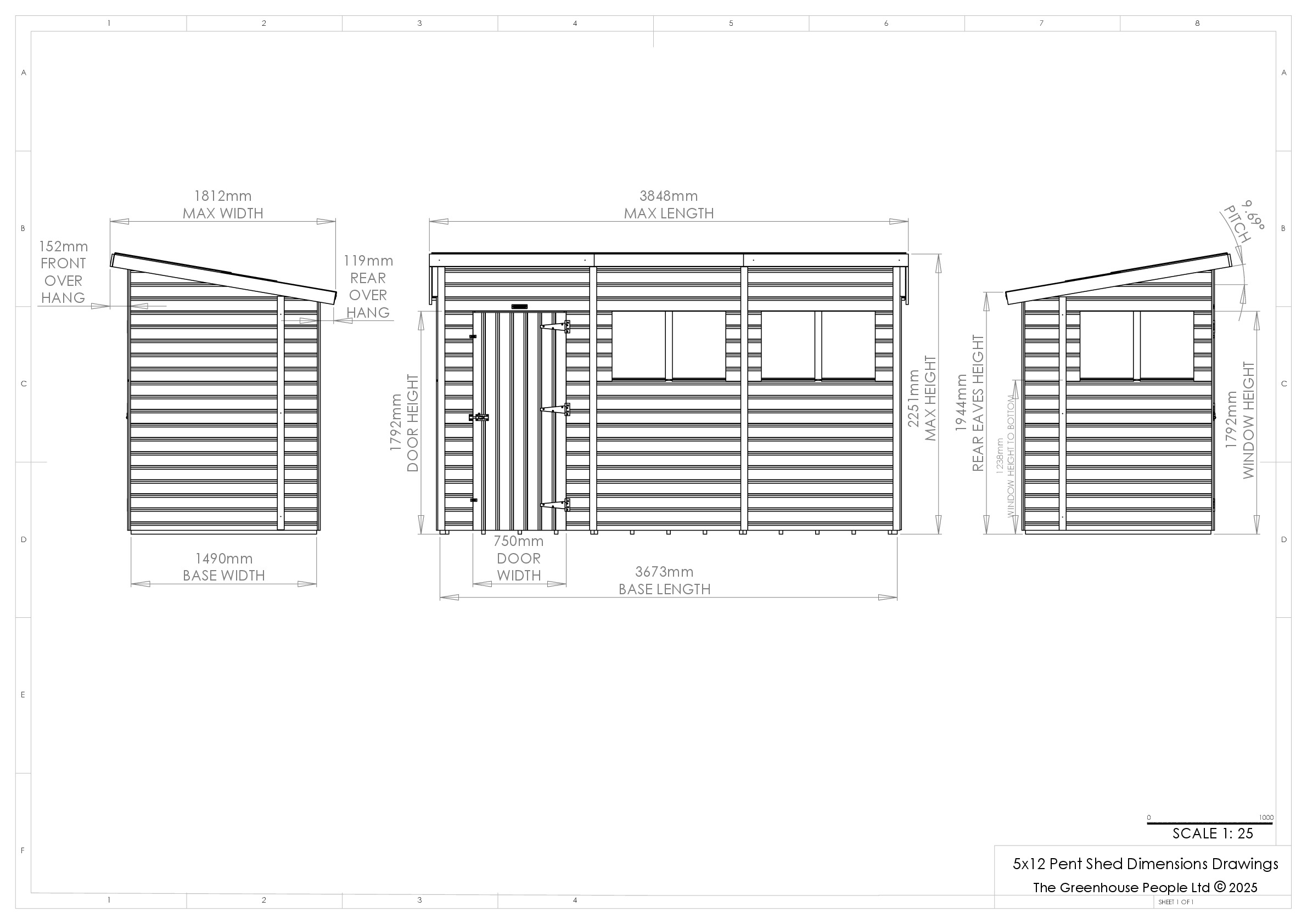 Instructions file 5 x 12 Pent Shed Dimensions