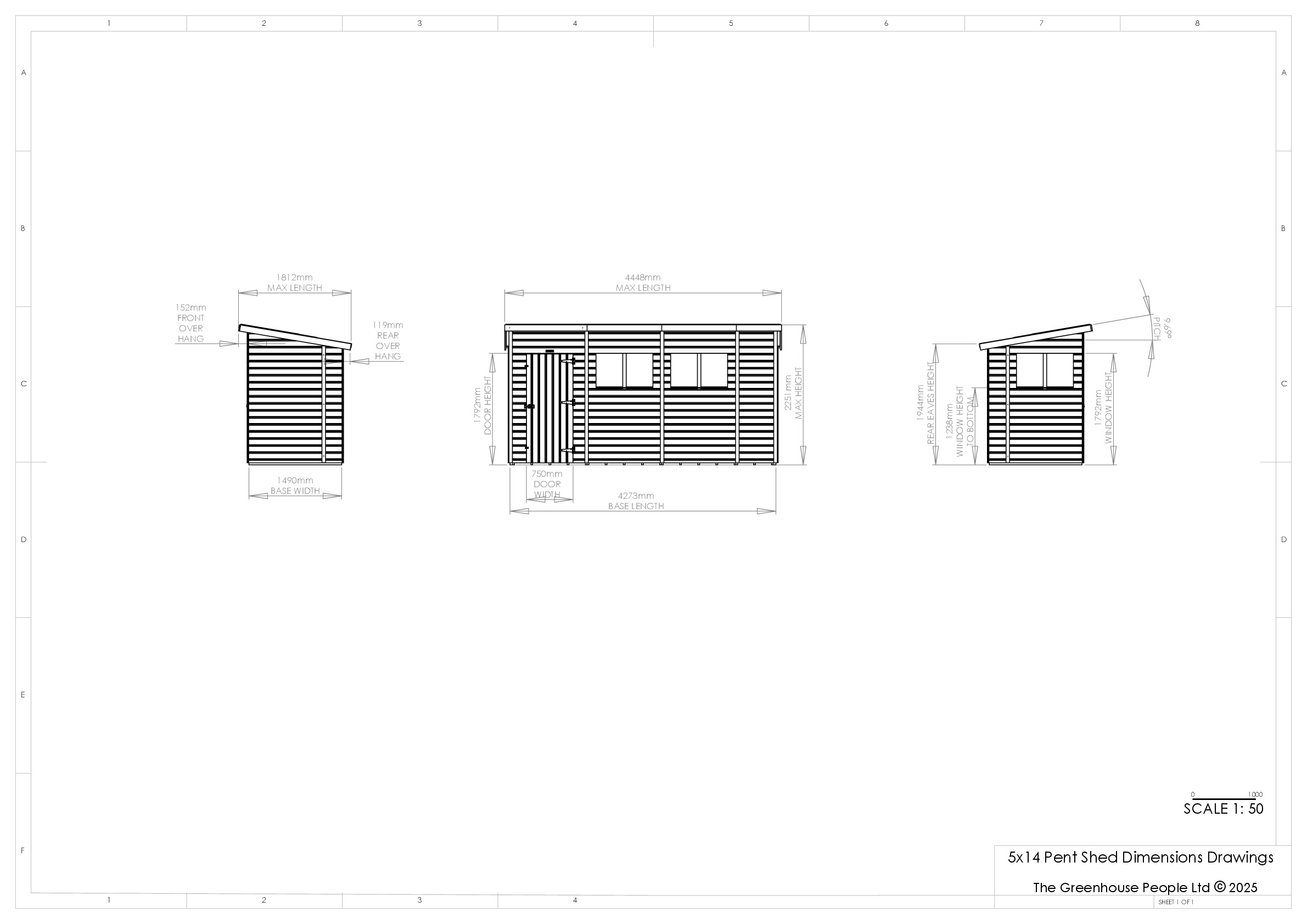 Instructions file 5 x 14 Pent Shed Dimensions