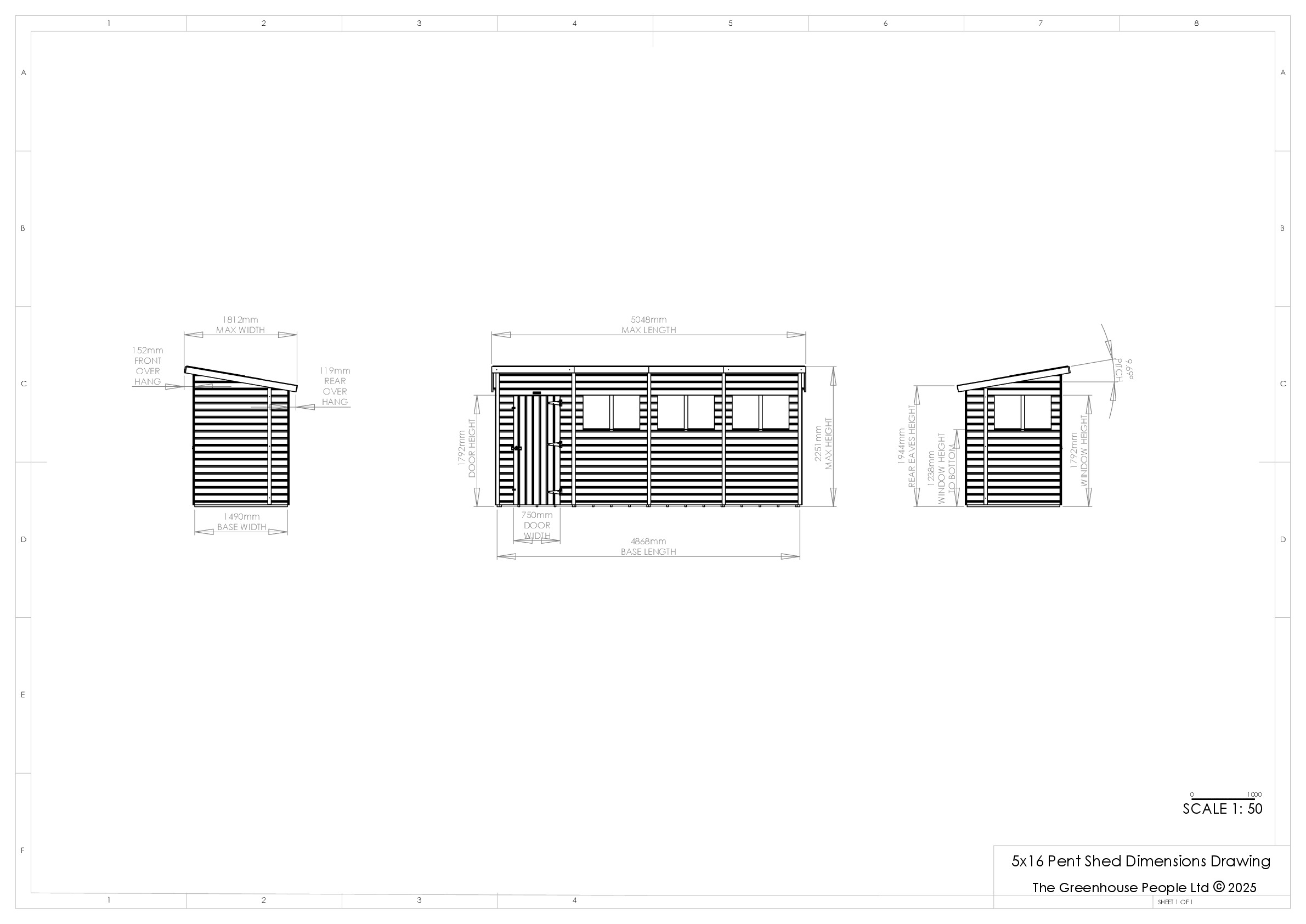 Instructions file 5 x 16 Pent Shed Dimensions