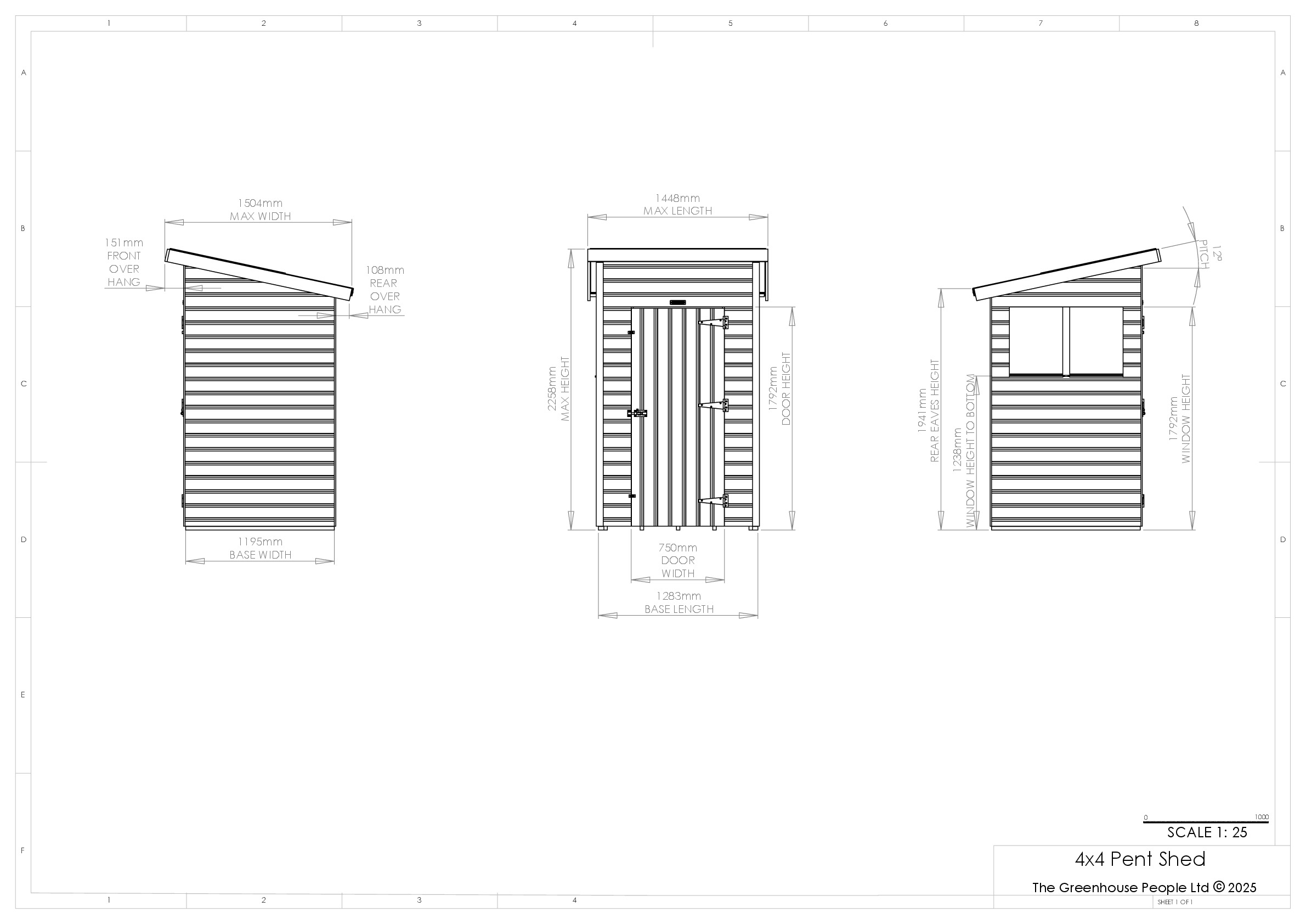 Instructions file 4 x 4 Pent Shed Dimensions