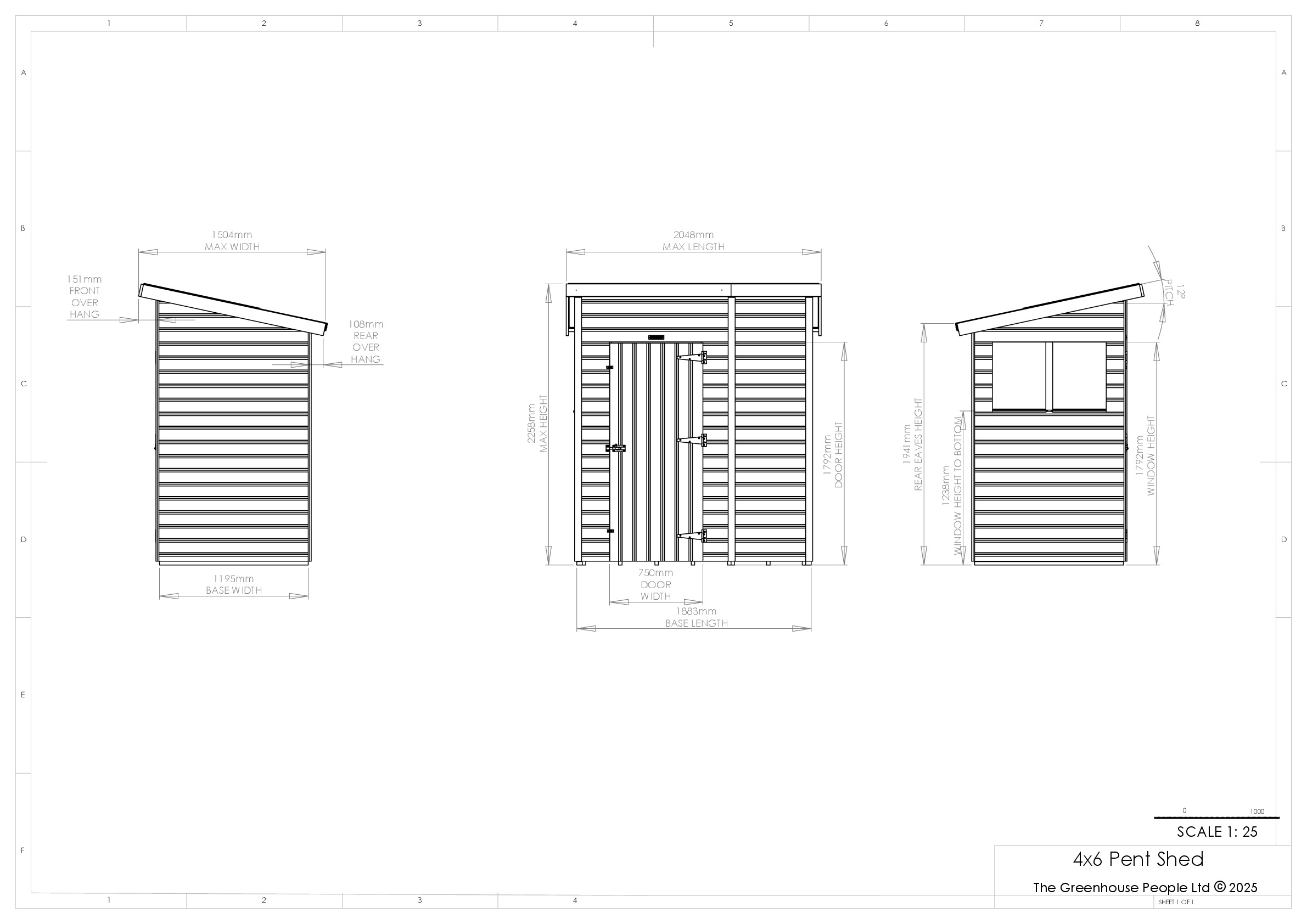 Instructions file 4 x 6 Pent Shed Dimensions