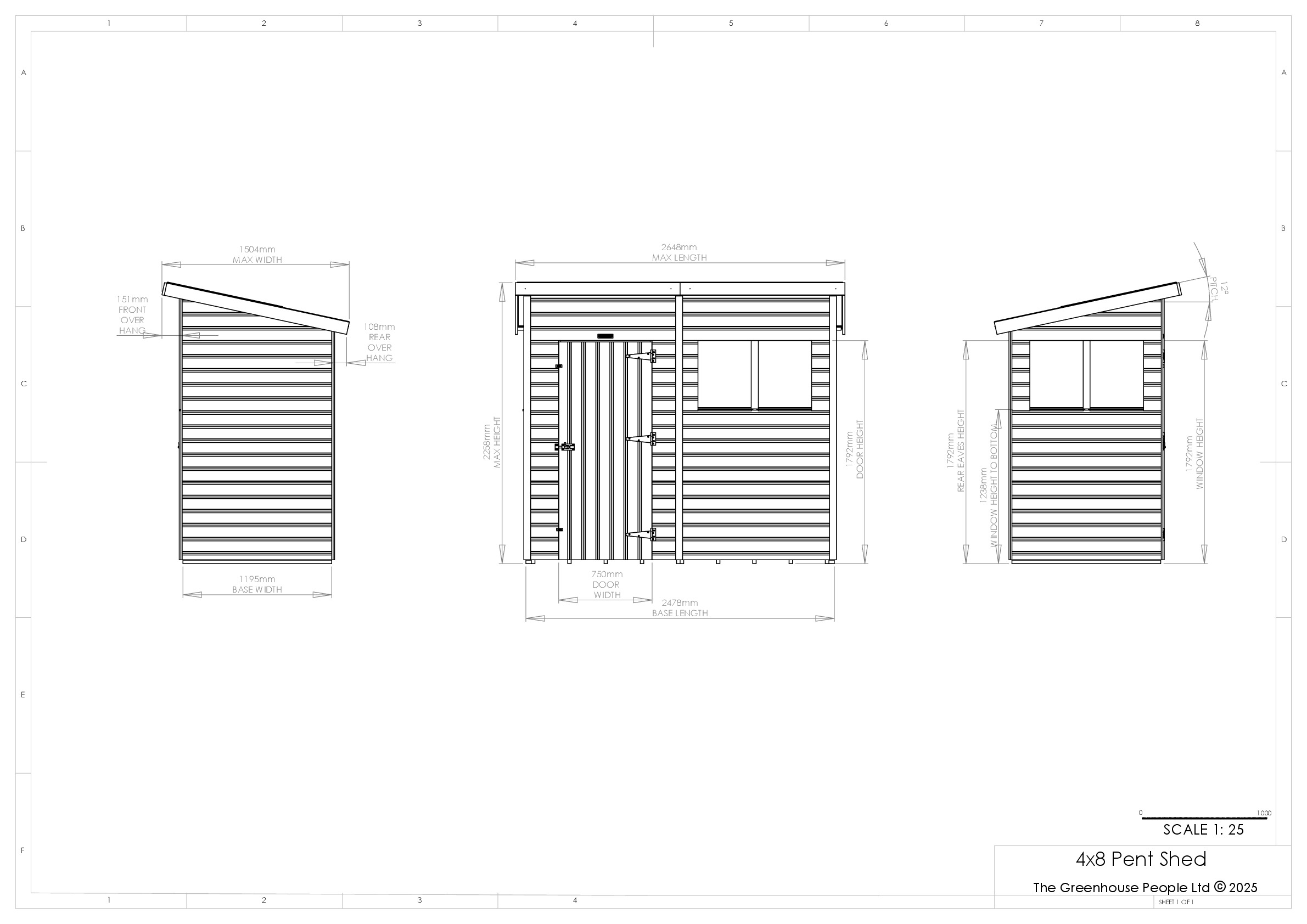 Instructions file 4 x 8 Pent Shed Dimensions