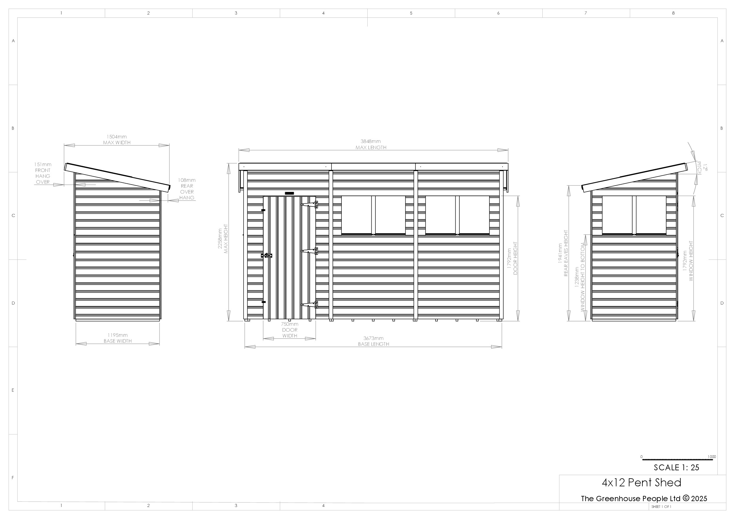 Instructions file 4 x 12 Pent Shed Dimensions