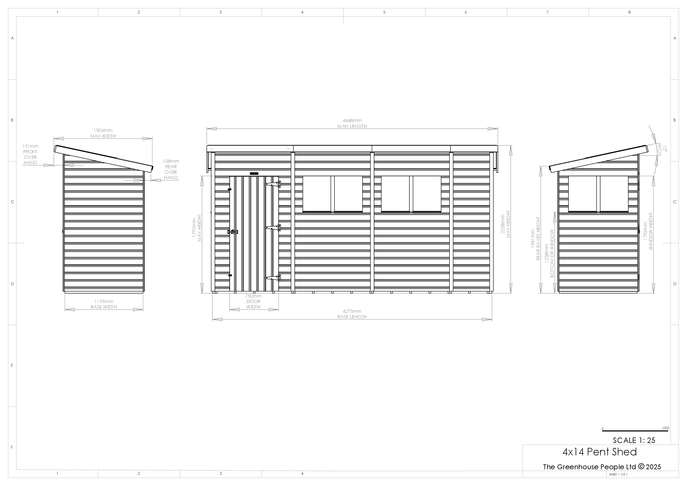 Instructions file 4 x 14 Pent Shed Dimensions