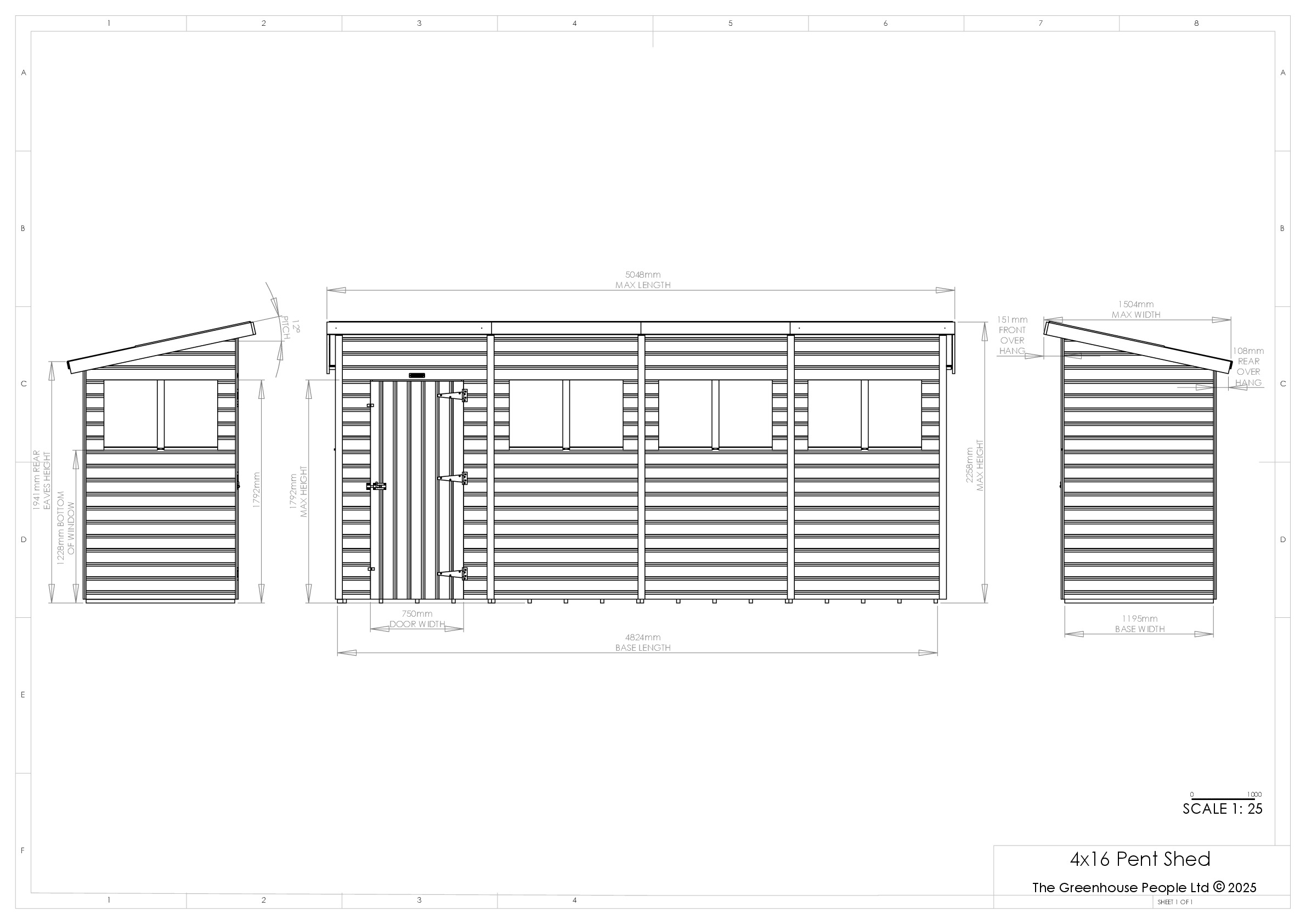 Instructions file 4 x 16 Pent Shed Dimensions