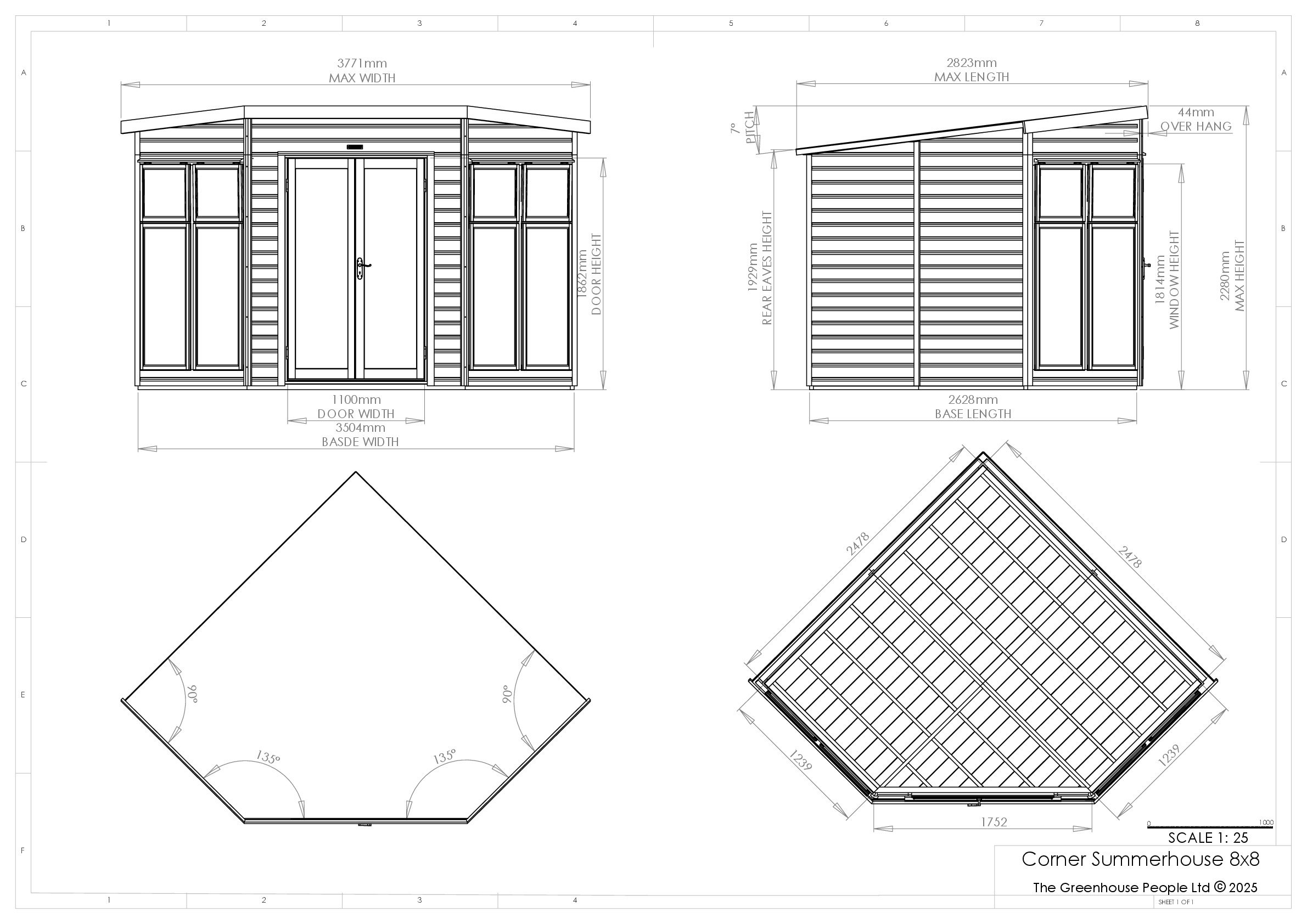 Instructions file 8x8 Corner Summerhouse Dimensions