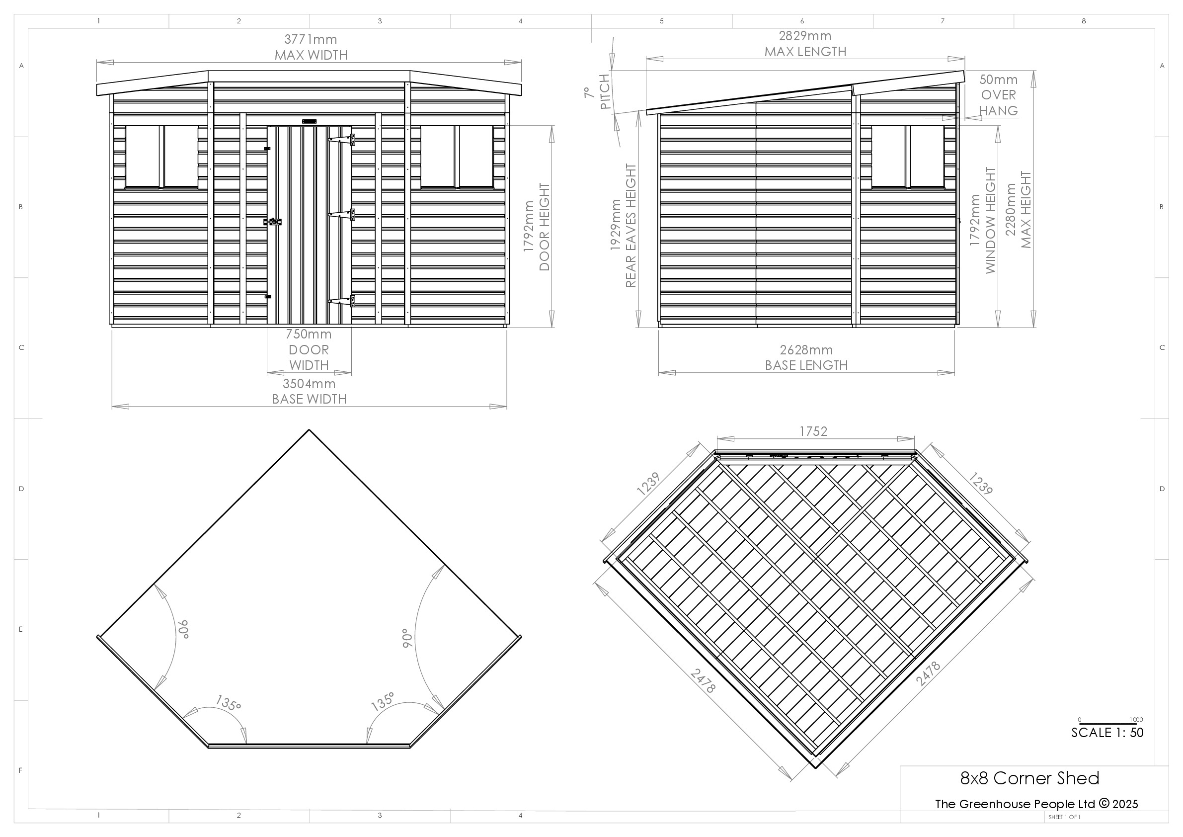Instructions file 8 x 8 Shedfast Corner Shed Dimensions
