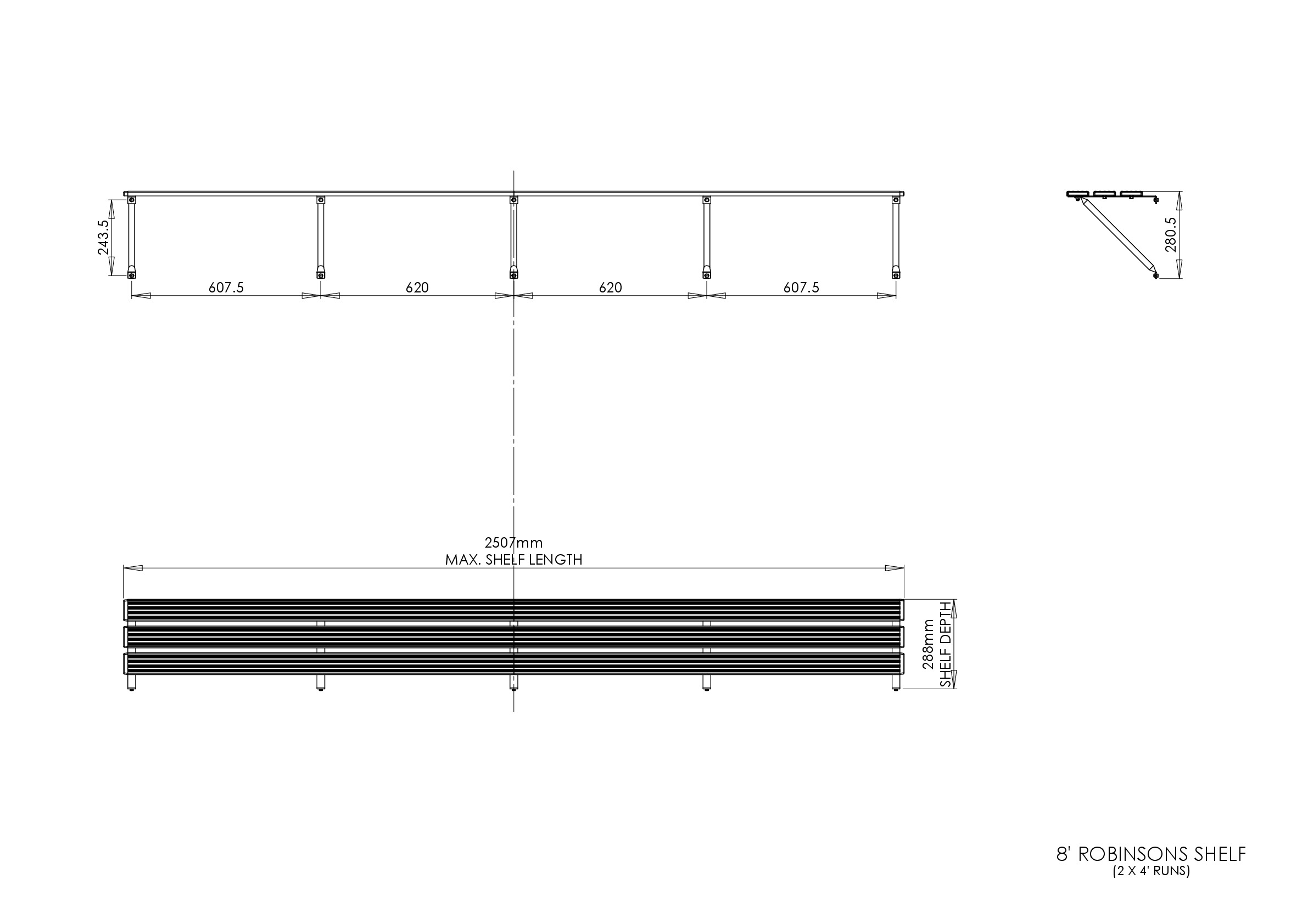 Instructions file 8' (2 x 4') Robinsons Shelving Dimensions