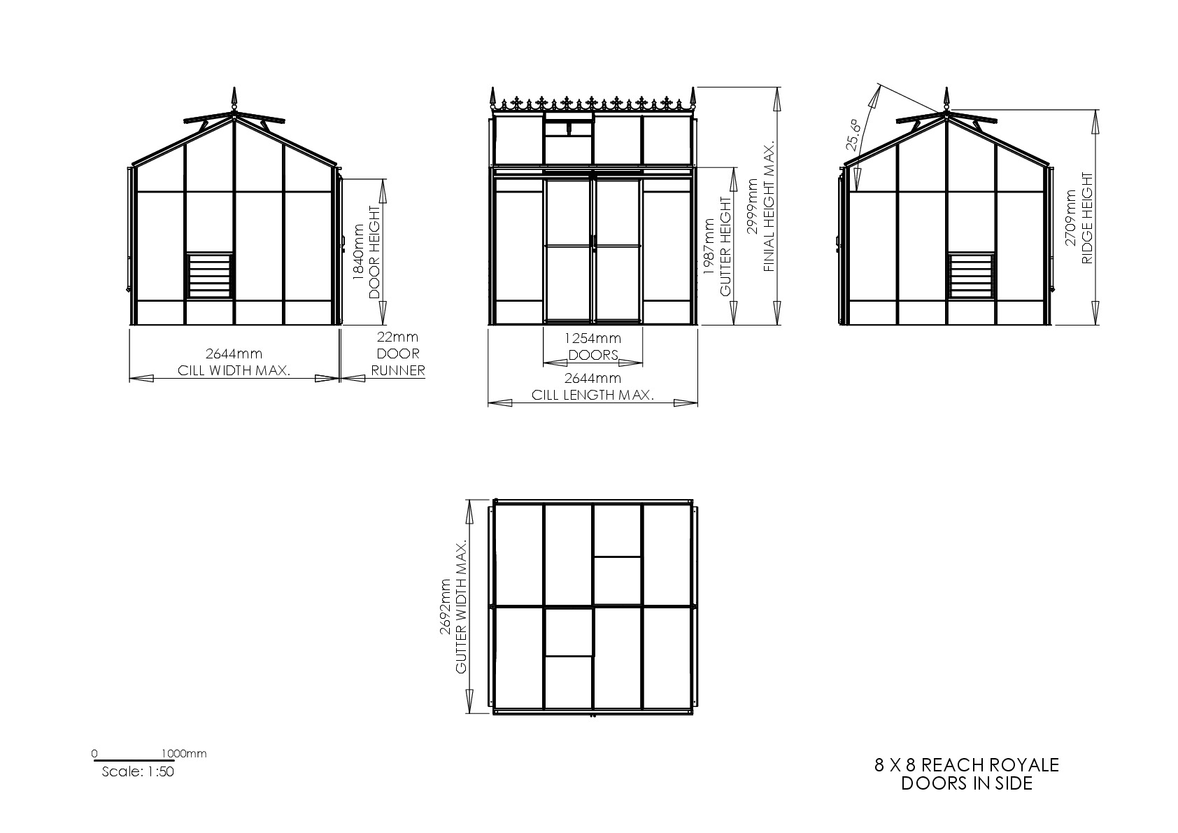 Instructions file 8 x 8 Reach Royale Doors on Side Dimensions