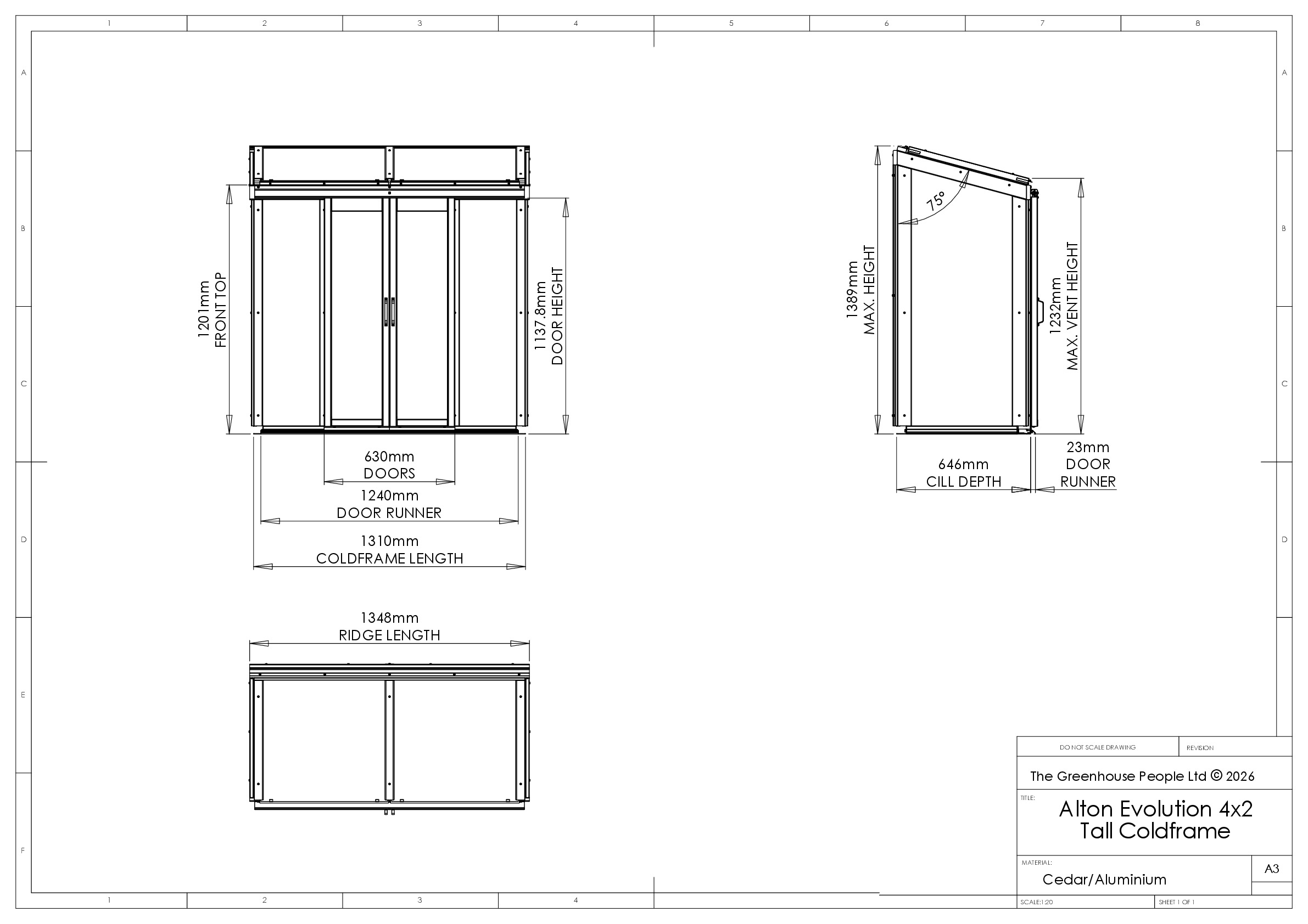 Instructions file Alton Tall 4 x 2 Cold frame Dimensions