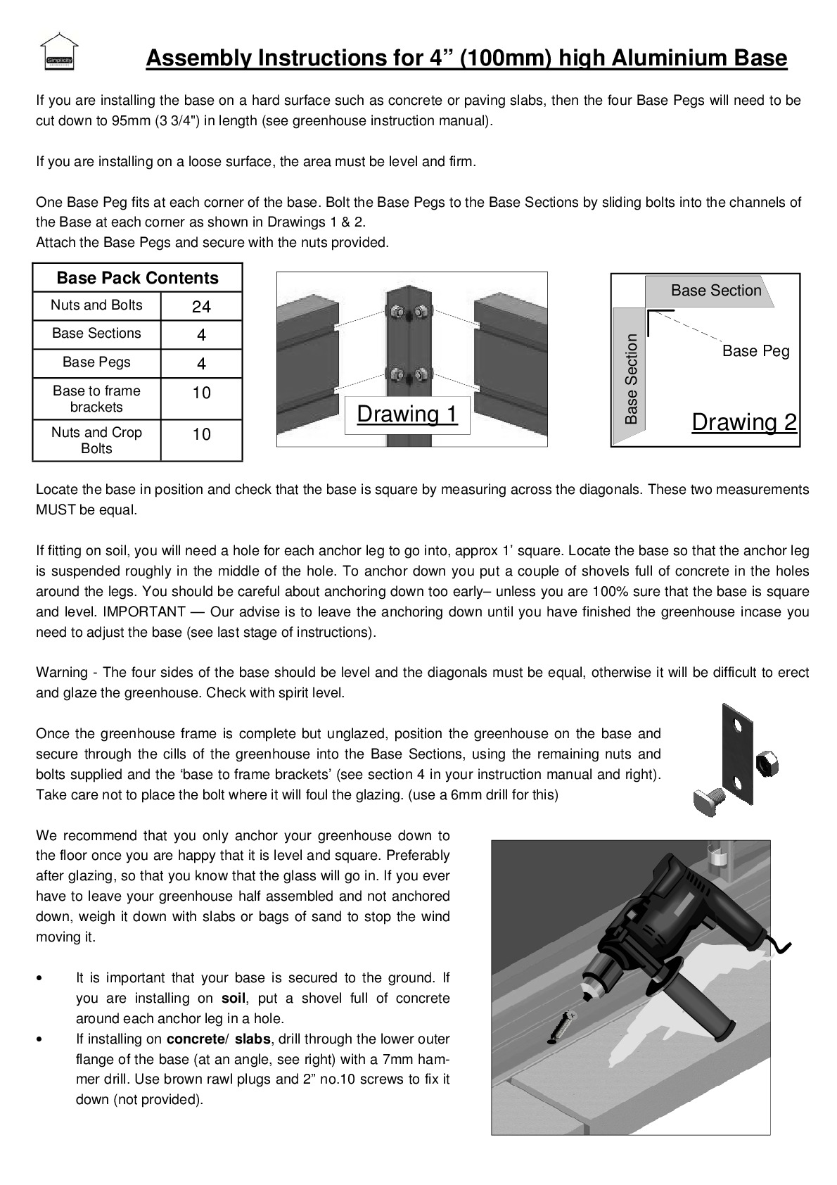 Instructions file Extruded Aluminium Base Instructions