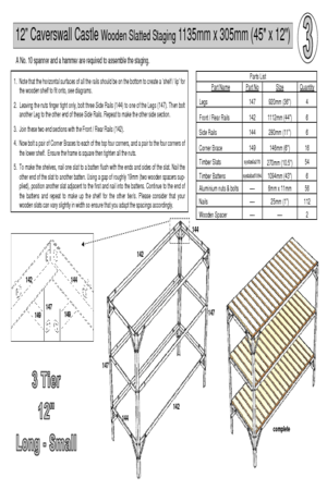 Instructions file long small 12" 3 tier caverswall staging