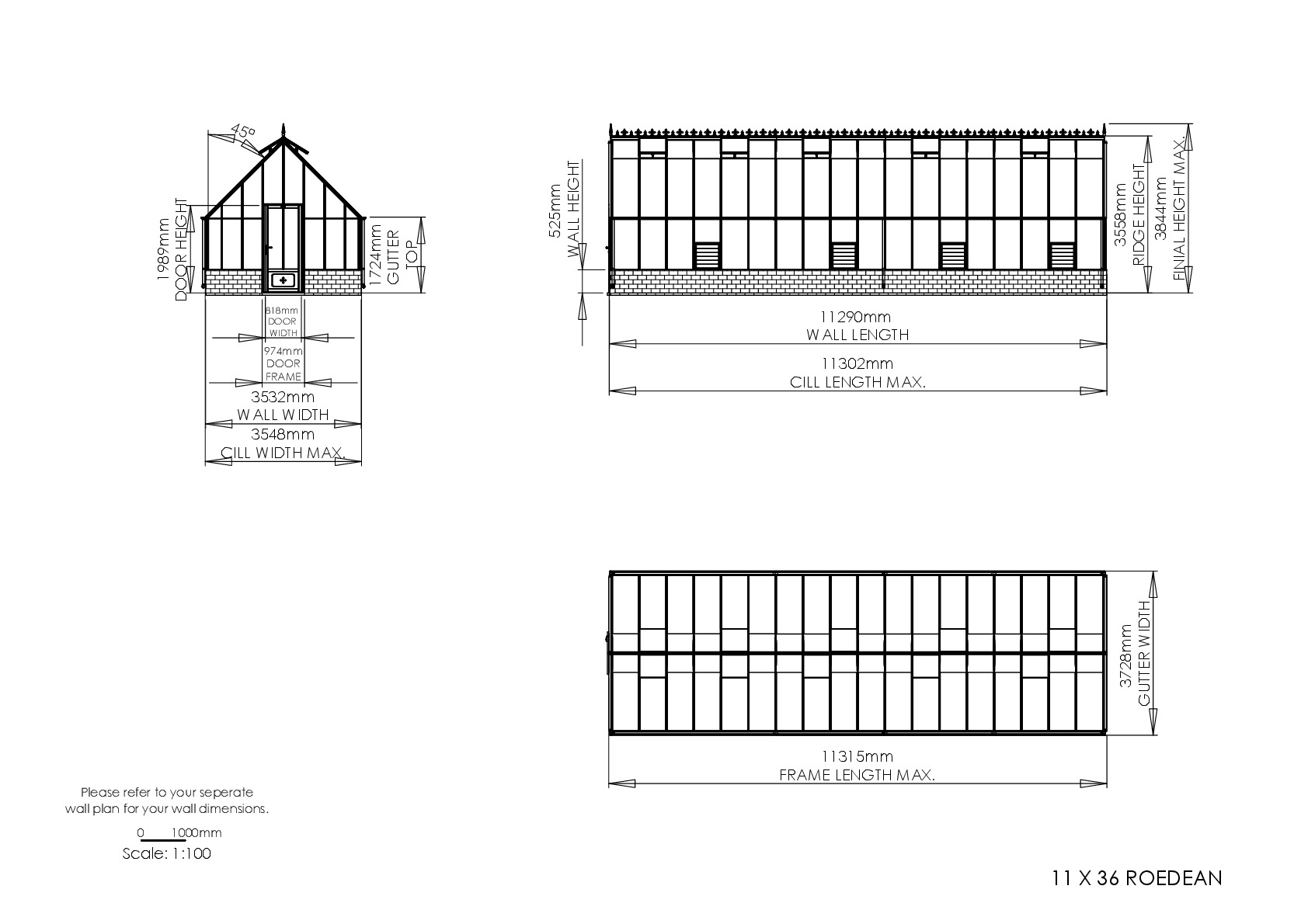 Instructions file 11 x 36 Roedean Dimensions
