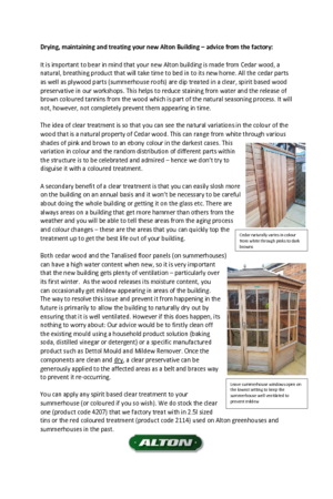 Instructions file Alton drying maintenance and treatment advise 