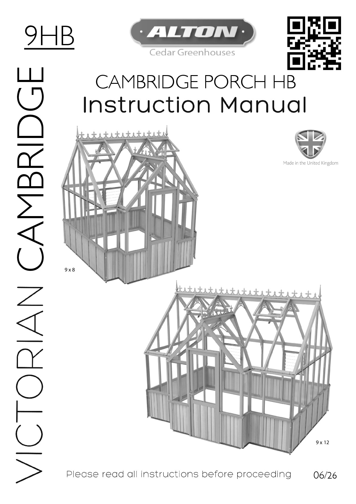 Instructions file Alton Victorian Cambridge 9ft PORCHED half board greenhouse instructions