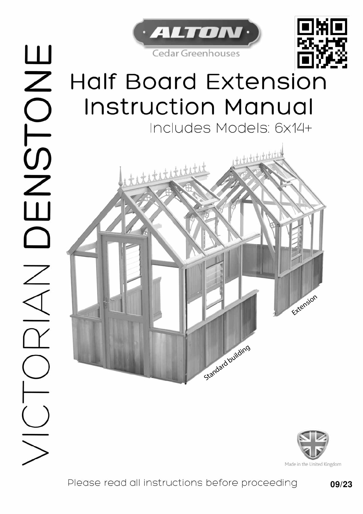 Instructions file Alton Victorian Denstone 6ft half board greenhouse extension instructions