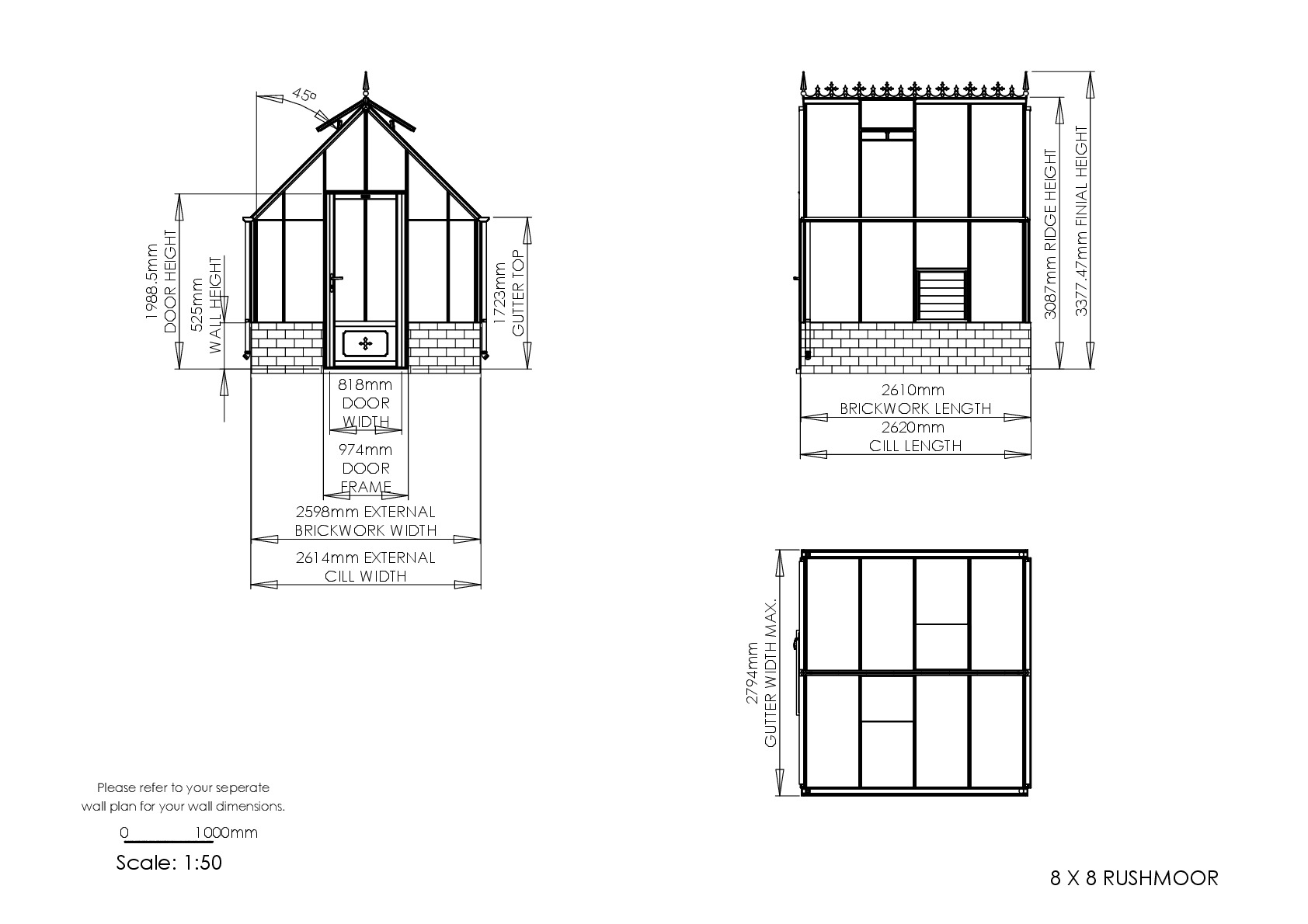 Instructions file 8 x 8 Rushmoor Dimensions