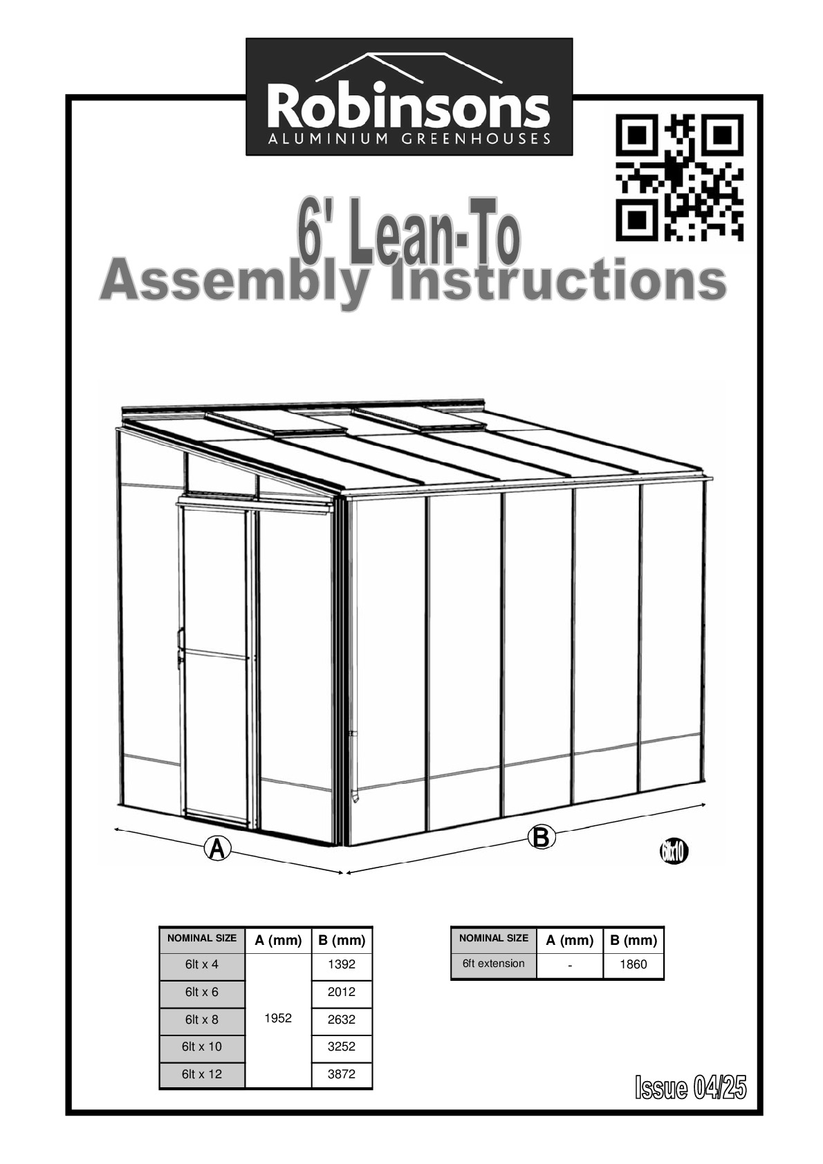 Instructions file Robinsons 6ft lean-to greenhouse