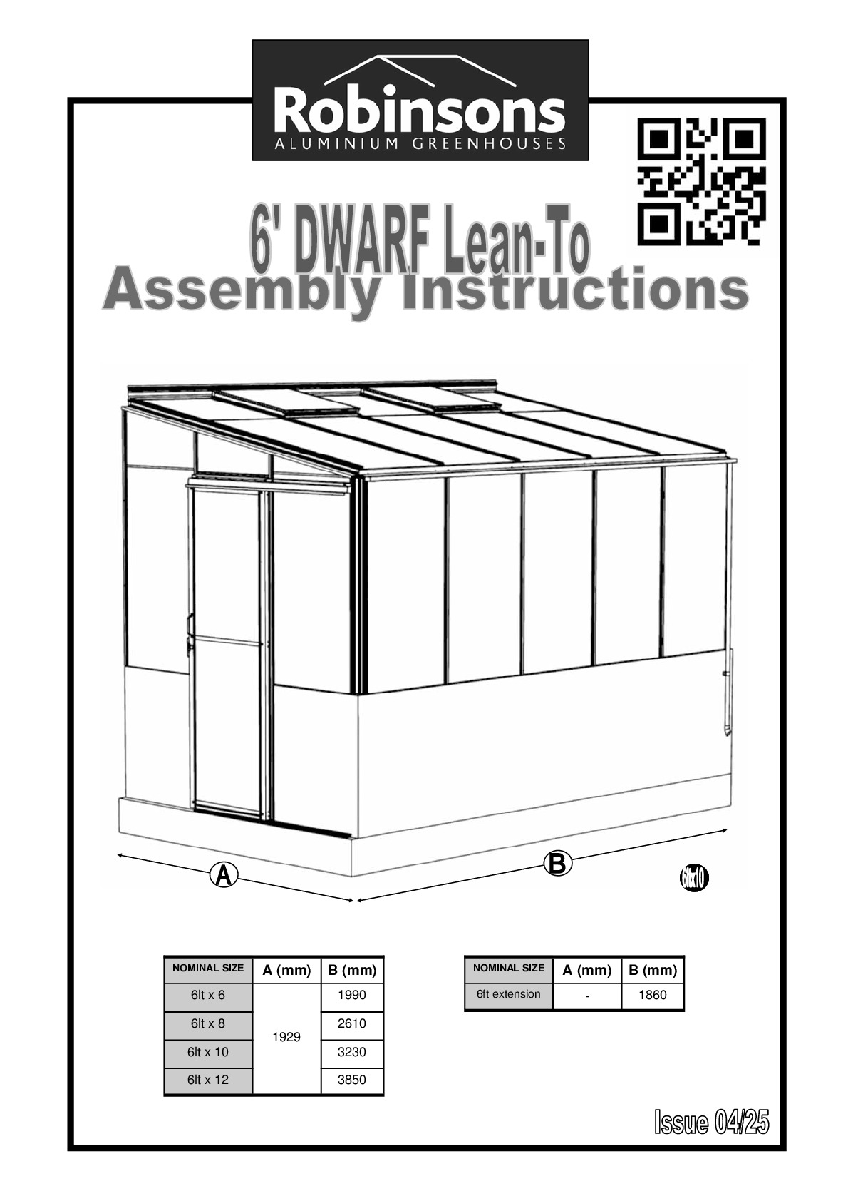 Instructions file Robinsons 6ft dwarf wall lean-to greenhouse