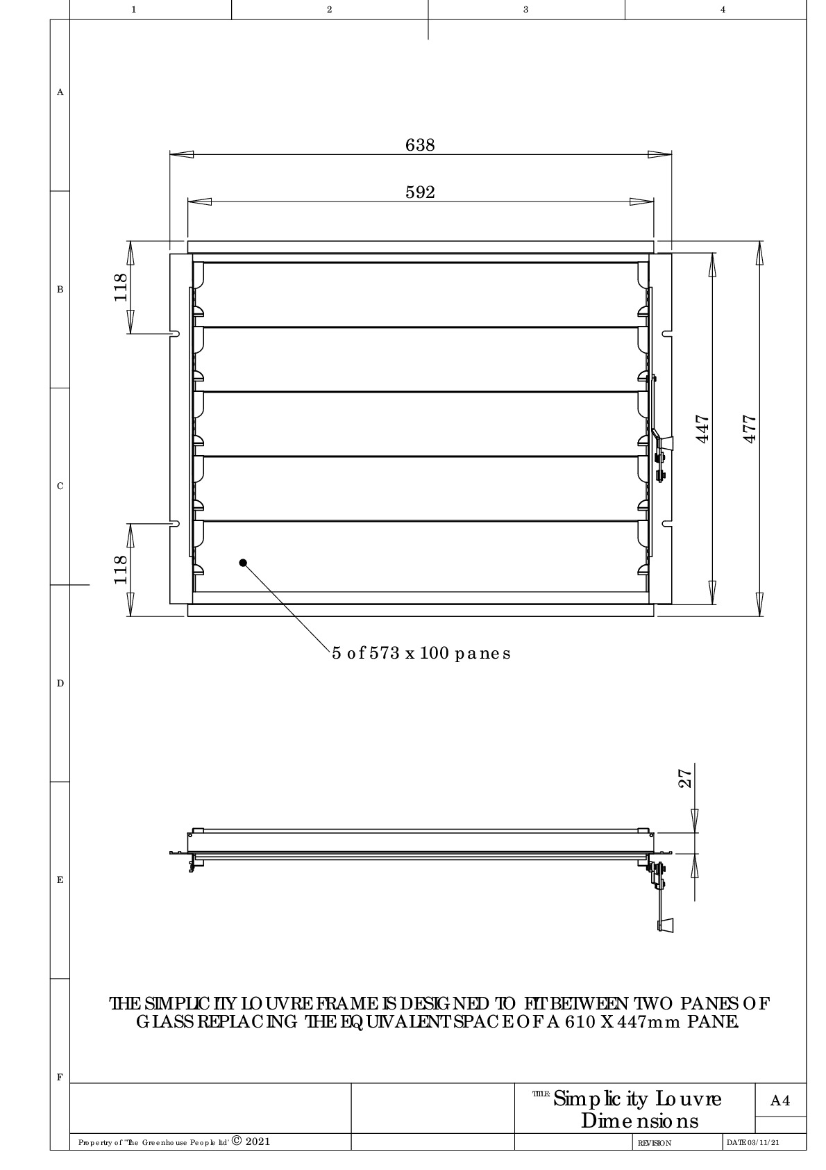 Instructions file Simplicity Louvre Dimensions