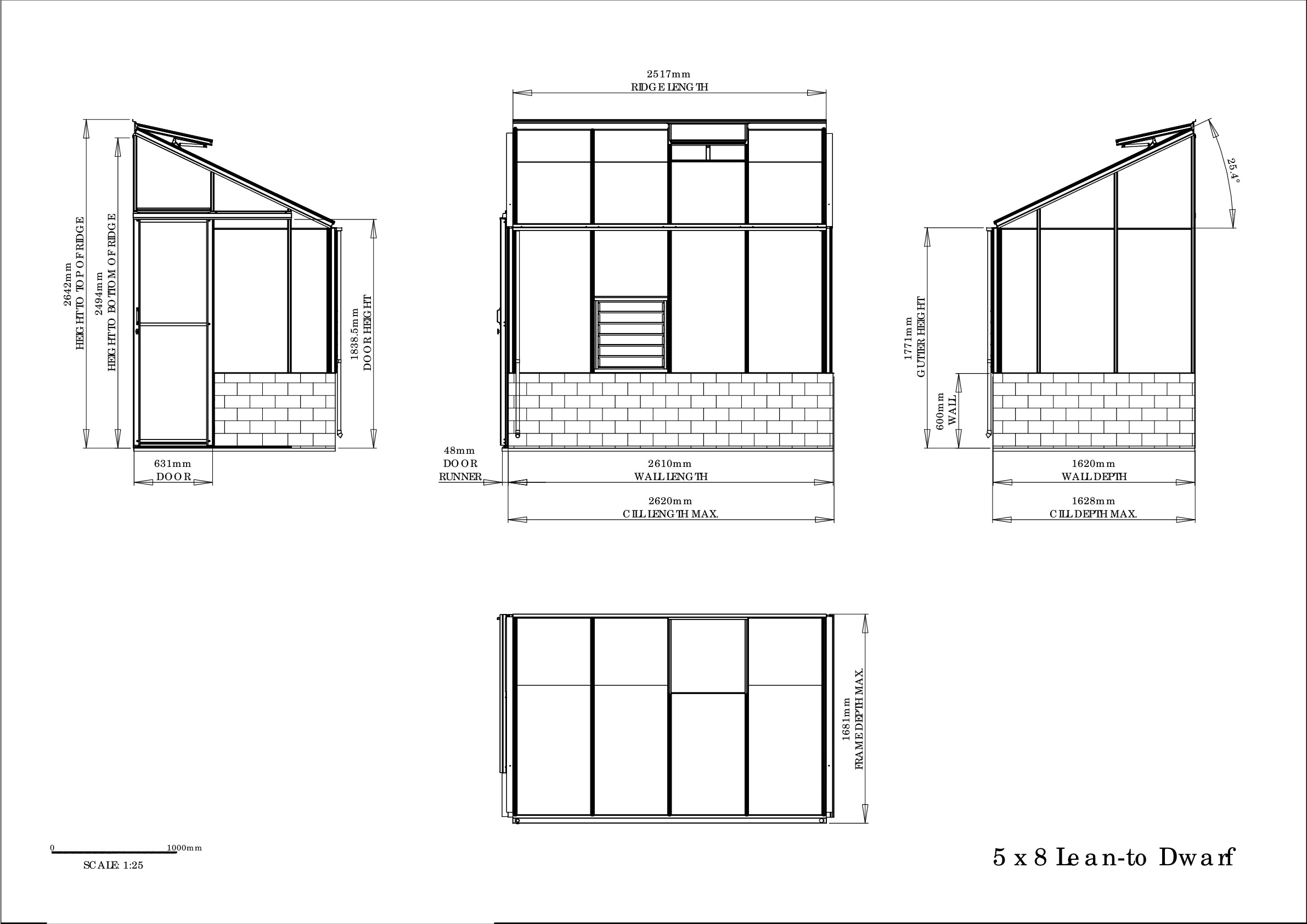Instructions file 5 x 8 Lean-to Dwarf Dimensions